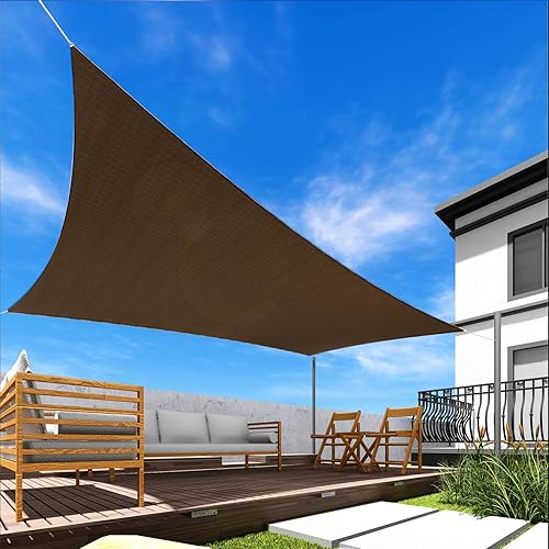 Windscreen4less 8' x 11' Sun Shade Sail UV Block Fabric Canopy in Brown Coffee Rectangle for Patio Garden Customized Size