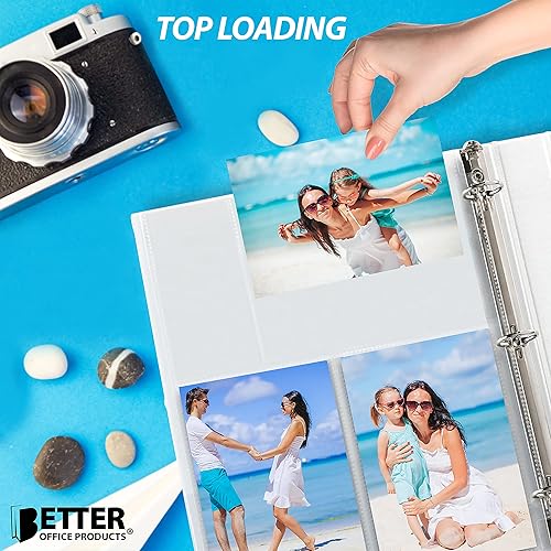 Miniatura 5 de Better Office Products Hojas de repuesto para álbum de fotos, formato mixto de 4 x 6 pulgadas, peso pesado, 3 anillos transparentes de diamante, 300