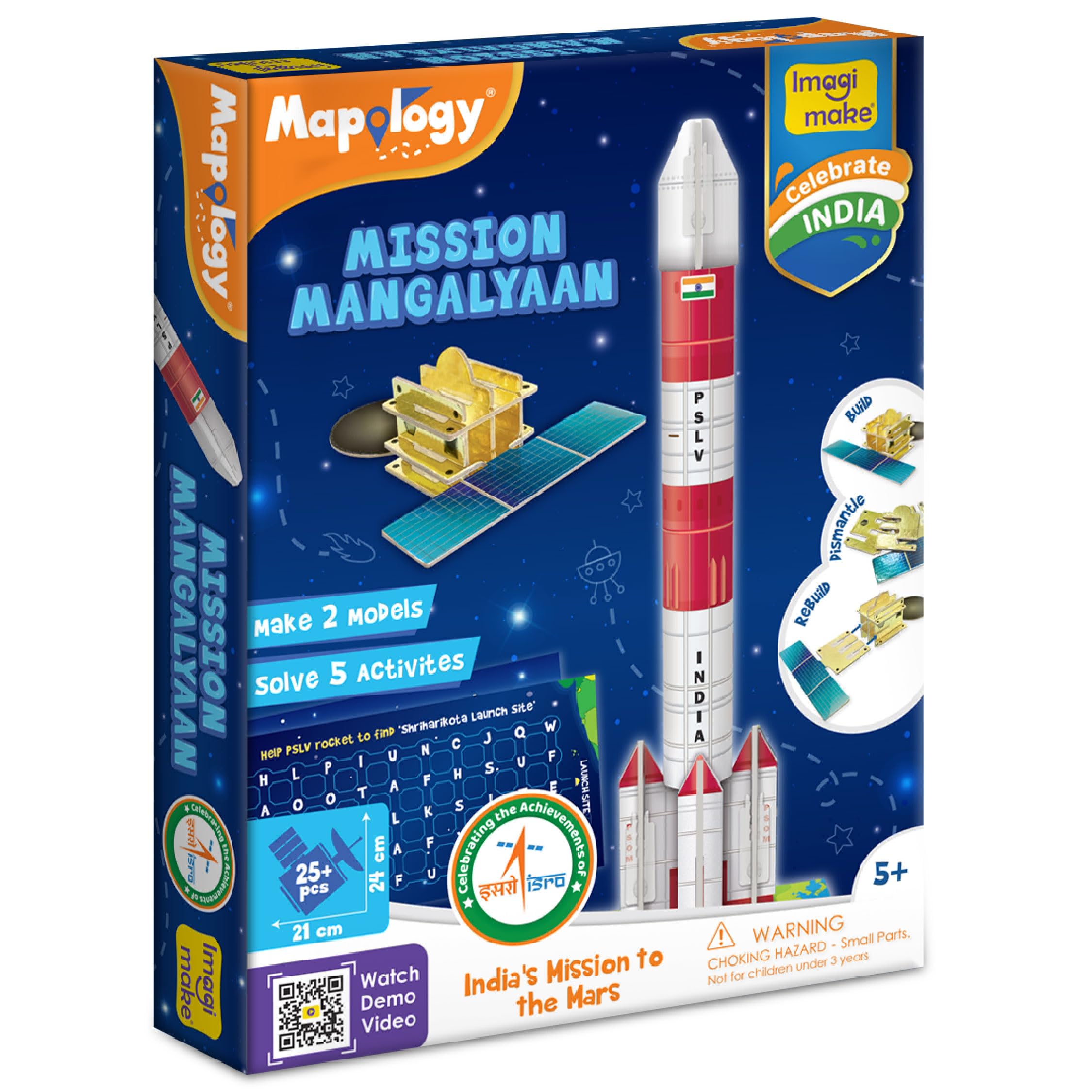 Imagimake Mapology Mangalyaan | Isro Rocket Model & Satellite | Astronaut Toy | Educational Toys for Kids 5+Years | 3D Puzzles | Gifts for 5 Year Old Boy & Girl, Multi-Coloured-image-12
