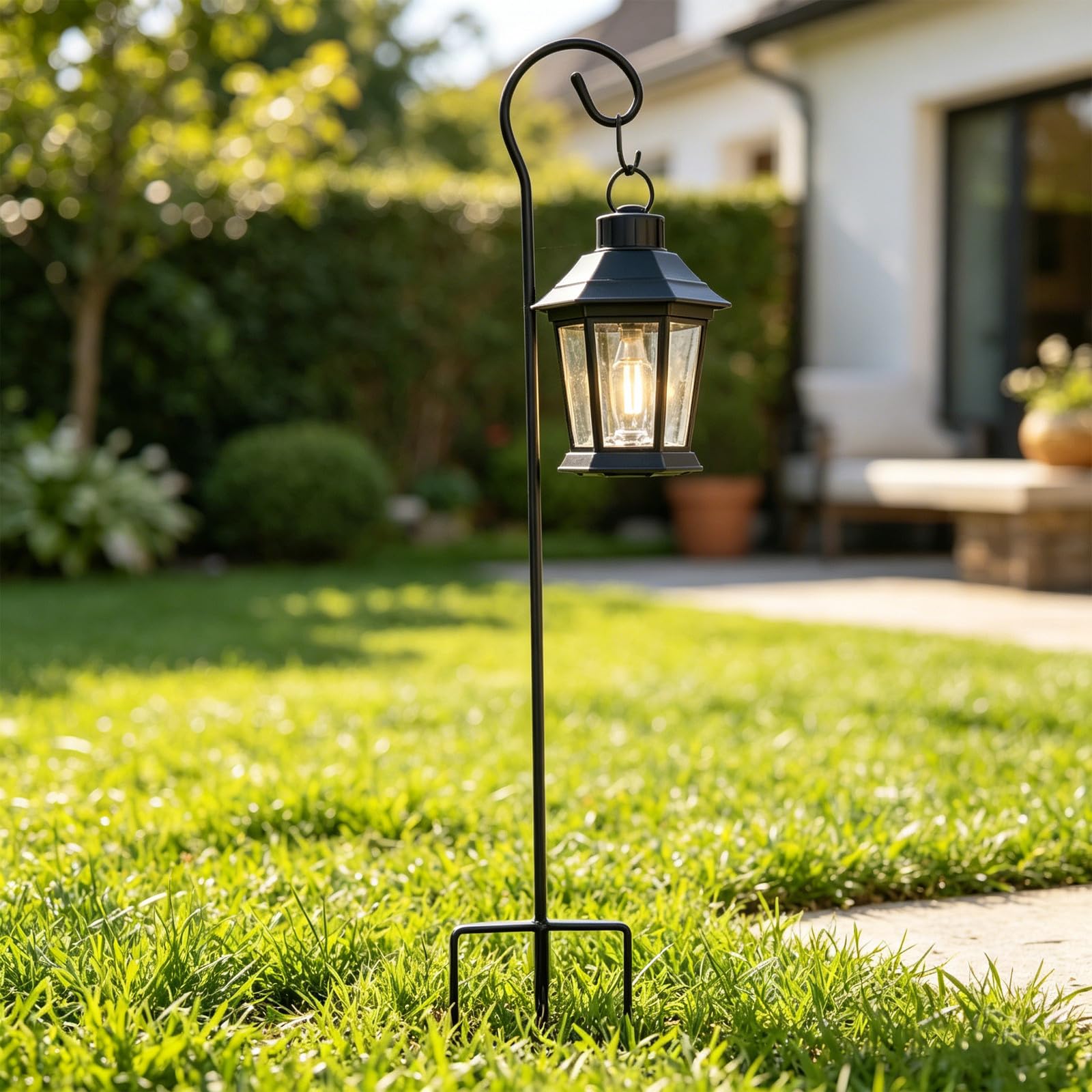 ifundom 4 Pièces Crochet Extérieur en Fer Noir Base à 3 Griffes, Installation Facile Suspendre Polyvalente pour Lampes Solaires et Mangeoires Jardin ou Événements