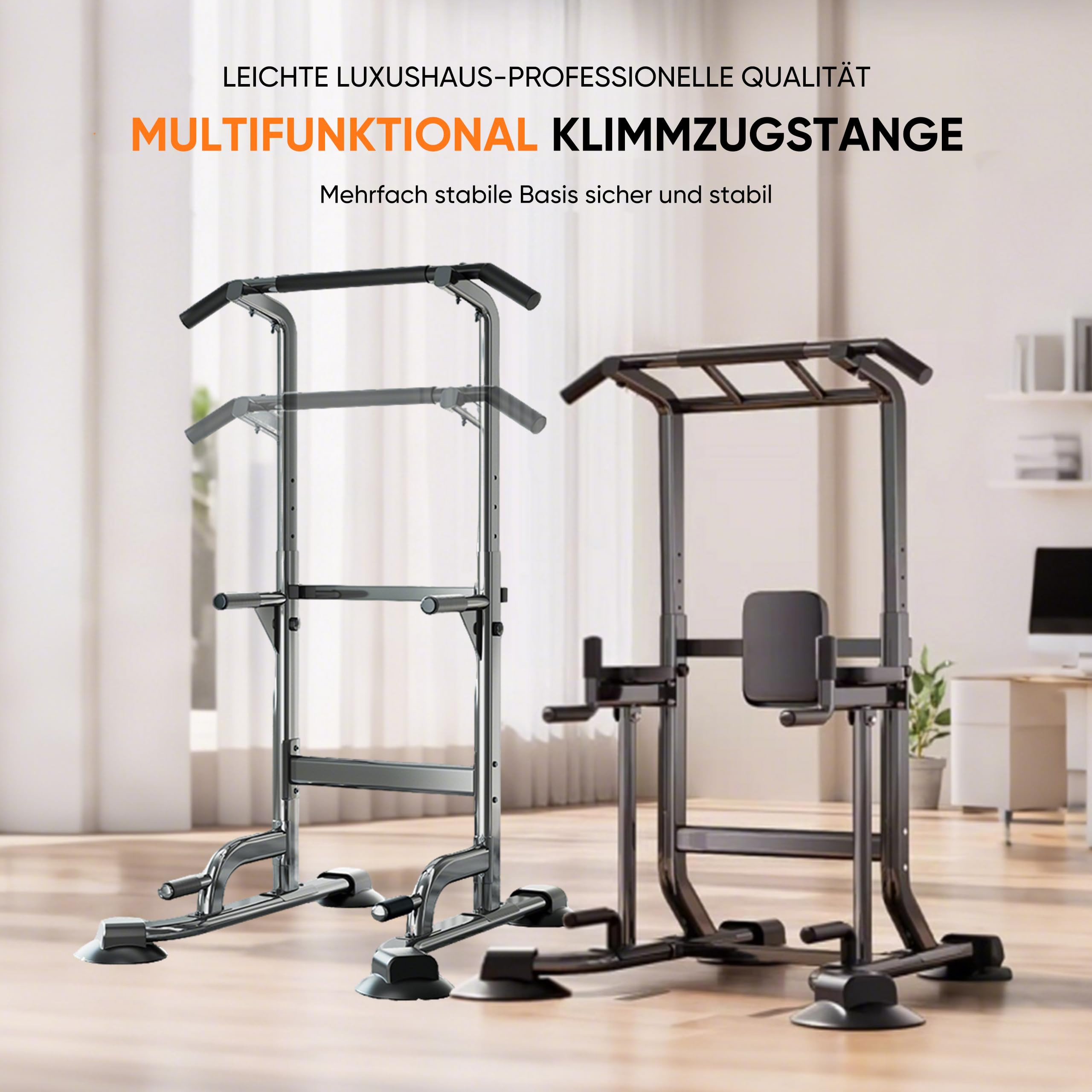 Verstellbare Klimmzugstange mit Rückenstütze & 6-fach Höhenverstellung (175-240 cm) – 160 kg Belastbarkeit, Robuster Stahlrahmen für Rücken-, Bauch- & Brusttraining | Heimtrainingsgerät