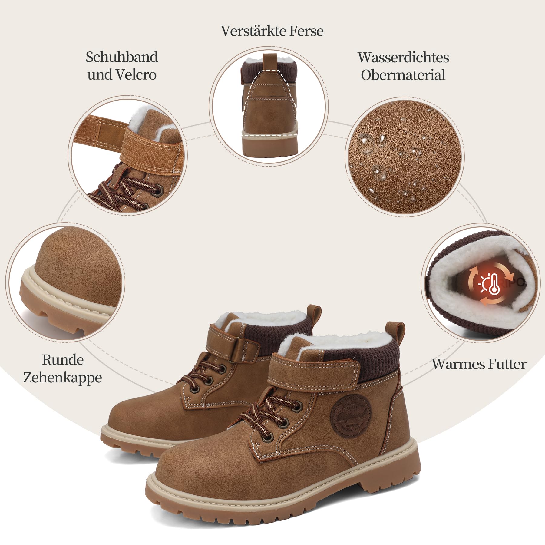 Kinder Winterstiefel Gefüttert Winterschuhe Rutschfest Mädchen Jungen Schneestiefel