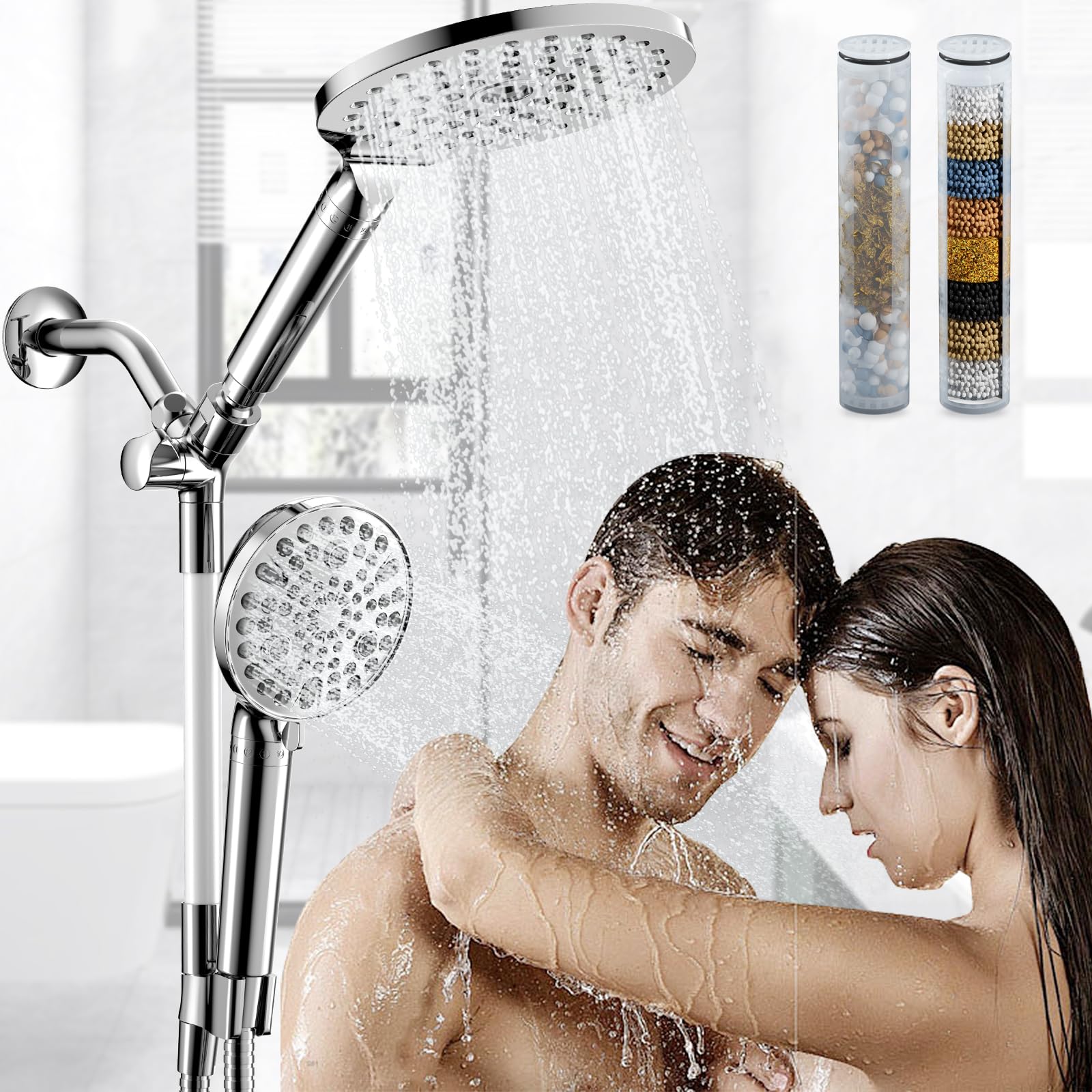 HANLIAN 4 Packs Shower Filter Cartridge Replacement, KDF Shower Head Filter Replacement to Remove Chlorine, Heavy Metals & Sediments, Shower Head Filters for Hard Water to Improve Skin and Hair