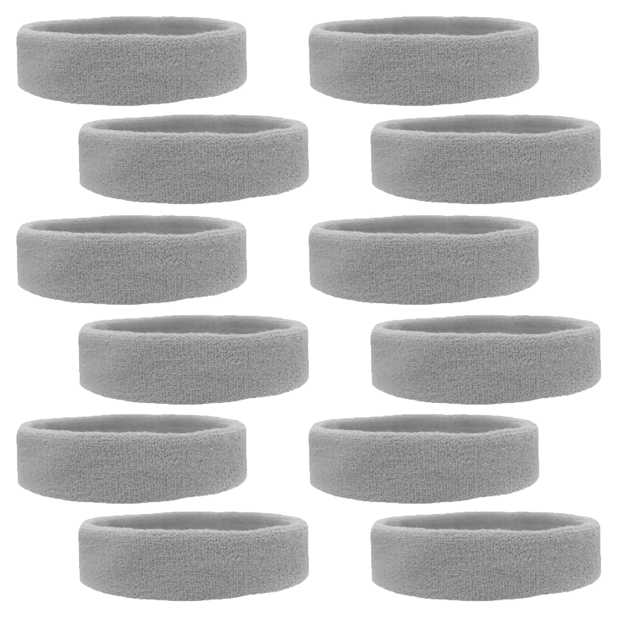 12 Sweatbands Cotton Sports Headbands Terry Cloth Moisture Wicking Athletic Basketball Headband by Kenz Laurenz
