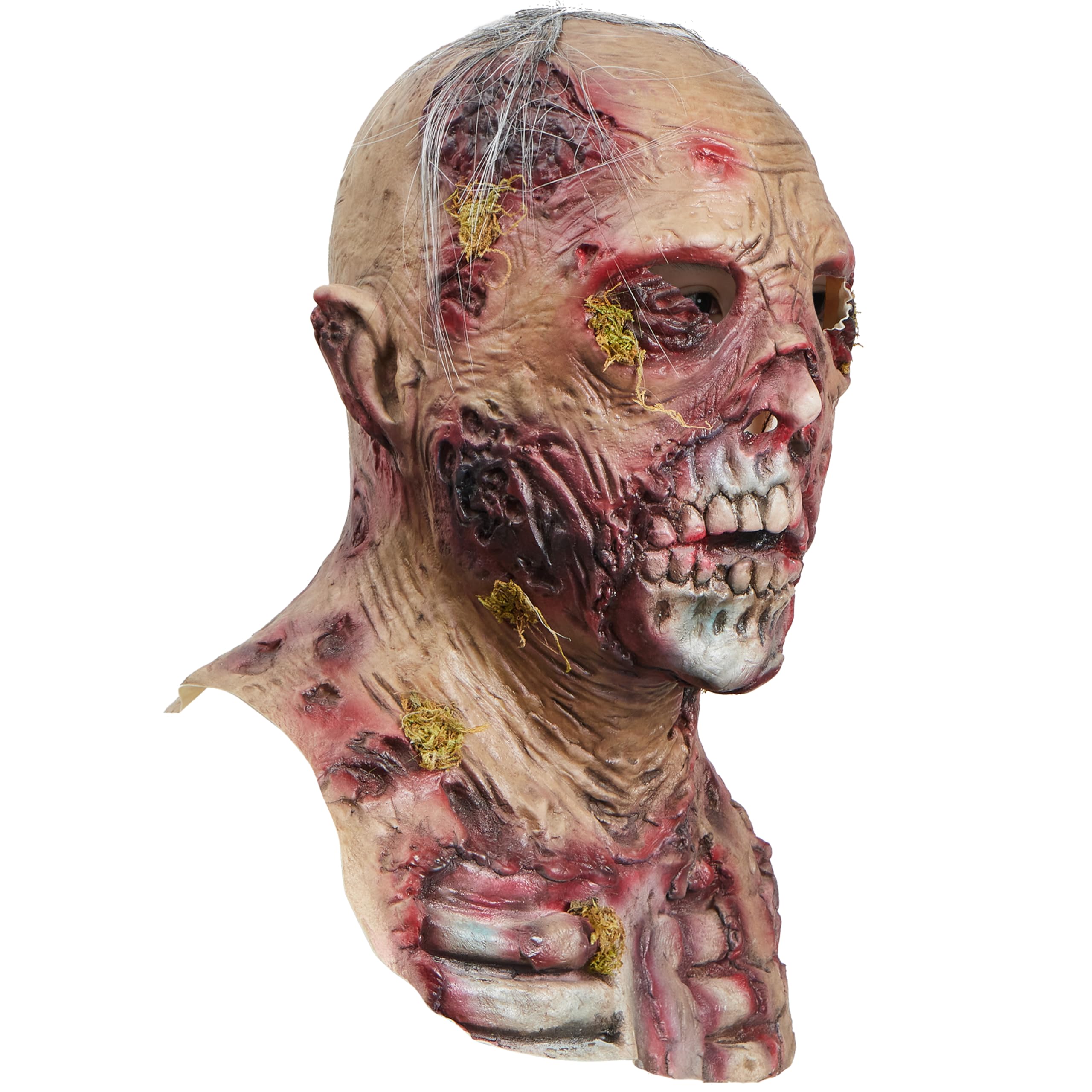 Spooktacular Creations Men's Multicolor Halloween Scary Walking Dead Zombie Head Mask, Horror Moss Biochemical Monster Mask, Creepy Latex Zombie Mask For Adult Halloween Cosplay Costumes Accessory Party Dress Up