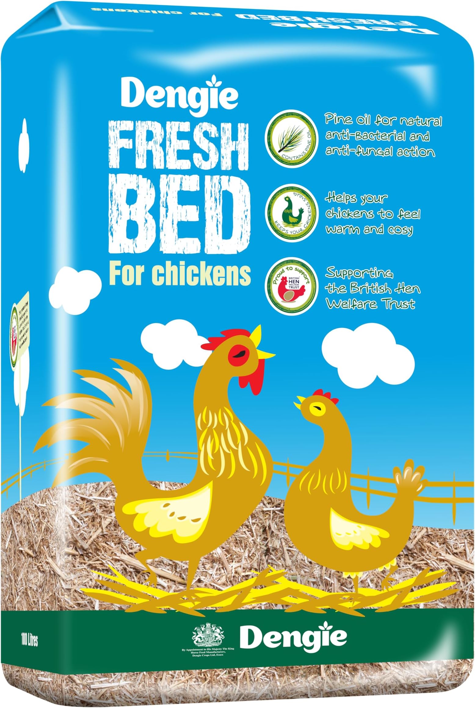 Fresh Bed for Chickens Great Value 100 Litre Bale - Chopped Dust Extracted Straw Bedding for Poultry - Includes Pine Oil - Compostable Bedding