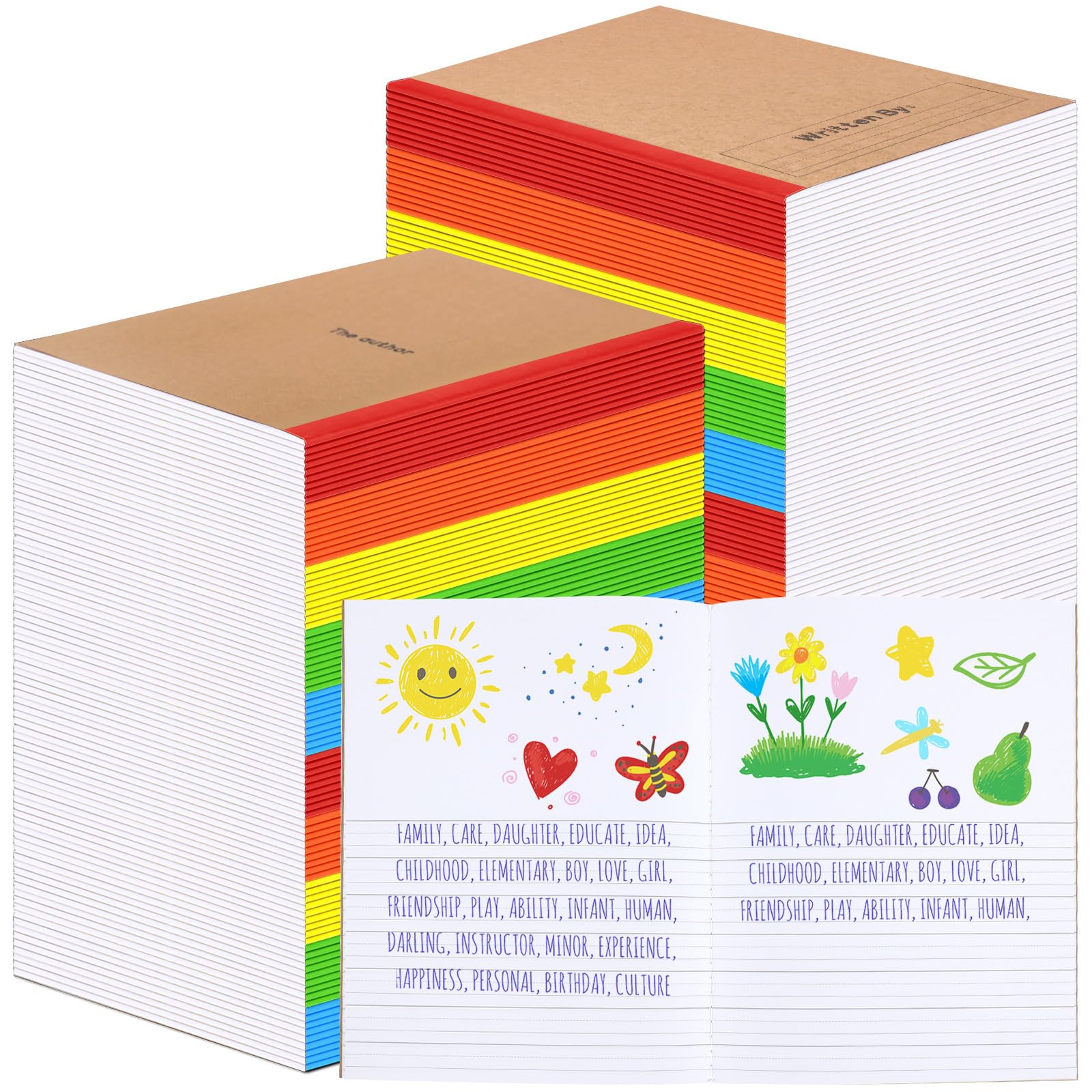 Henoyso 40 Pcs Primary Composition Notebook 9 3/4 x 7 1/2 Inch Kids Journal, Back to School Supplies, K-2 Primary Writing Notebook for Kids Student