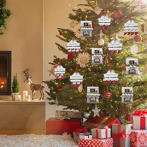 Miniatura 6 de Adornos de Navidad personalizados para familia de 4, adornos de Navidad familiares personalizados con nombres, decoraciones de Navidad