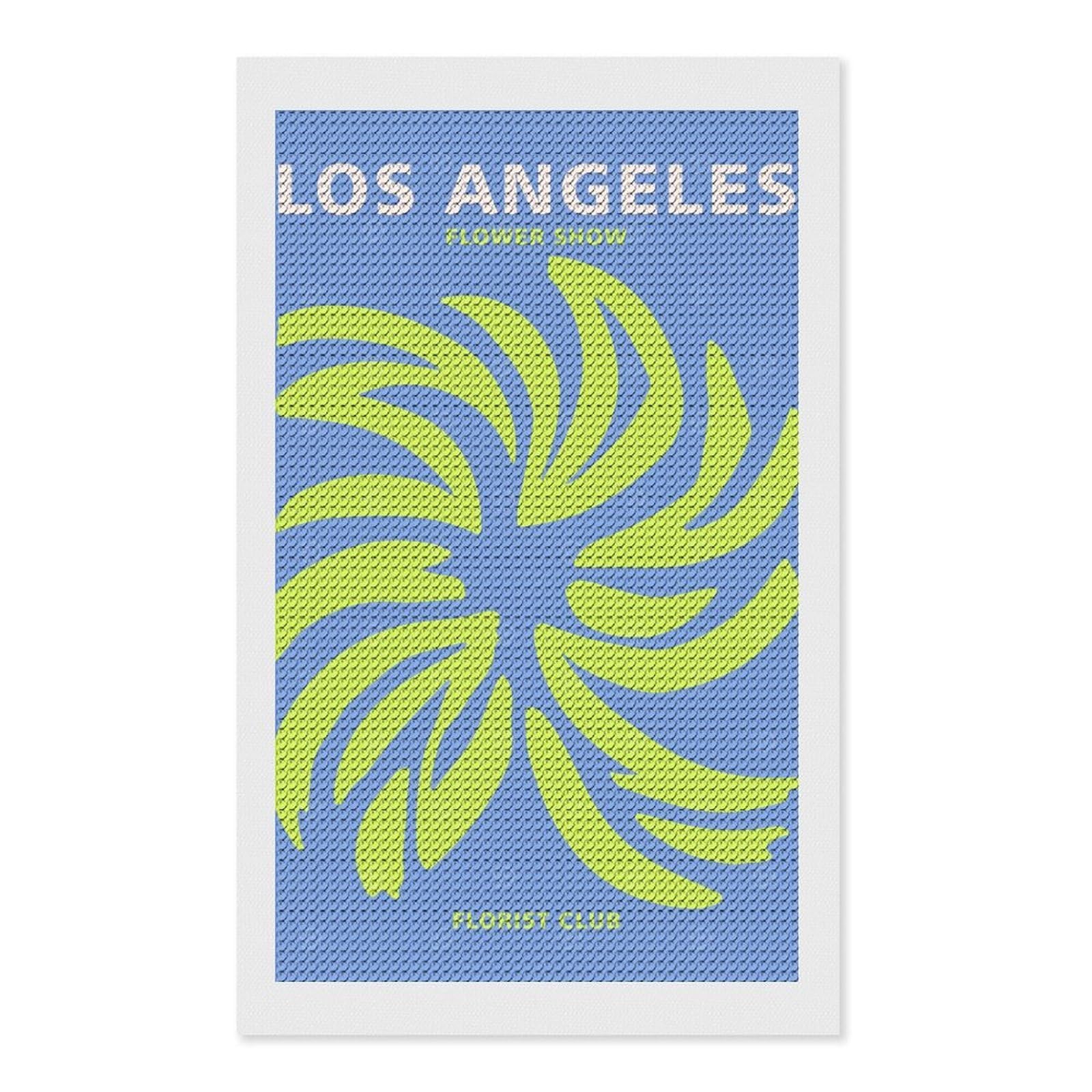 Junmoney Los Angeles Florist Club Diamond Art Kit 12"x20", Modern Decor, Farmhouse Decor, Home Wall Art, Festive Craft Gift, Handmade Wall Decor