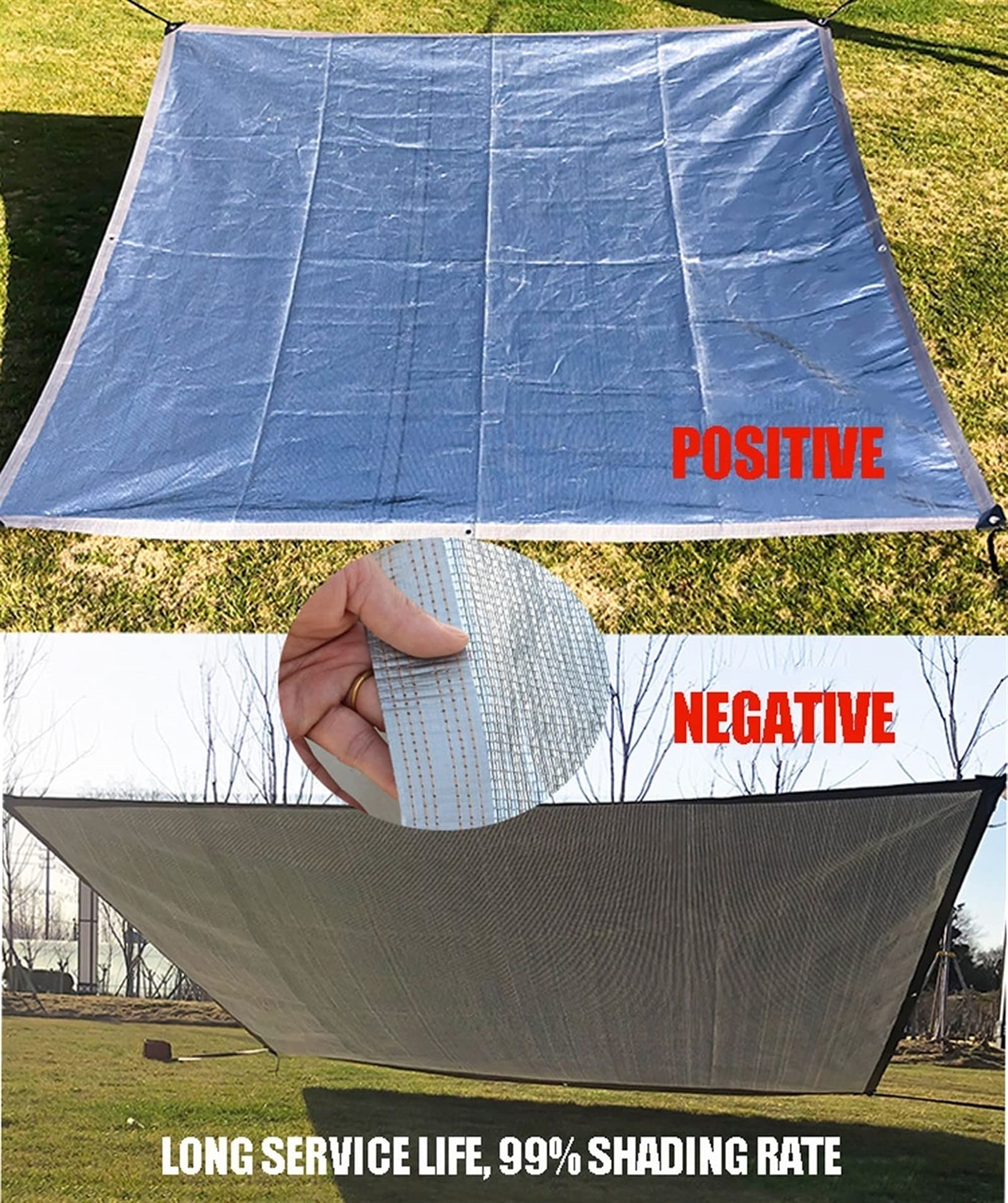 Pannello parasole in alluminio al 99%, 4 x 5 m, con occhielli, protezione UV, riduzione del calore, per serre, terrazze e uso esterno