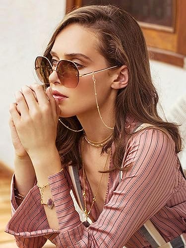 Miniatura 4 de PEARLADA - Cadena para gafas de sol de 18K oro con cuentas, correa para gafas de lectura, collar retenedor de gafas, cadena de cuerda de cuentas de