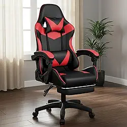 Cadeira Gamer Ergonômica Reclinável Confortável Com Apoio Para Os Pés (Vermelho)