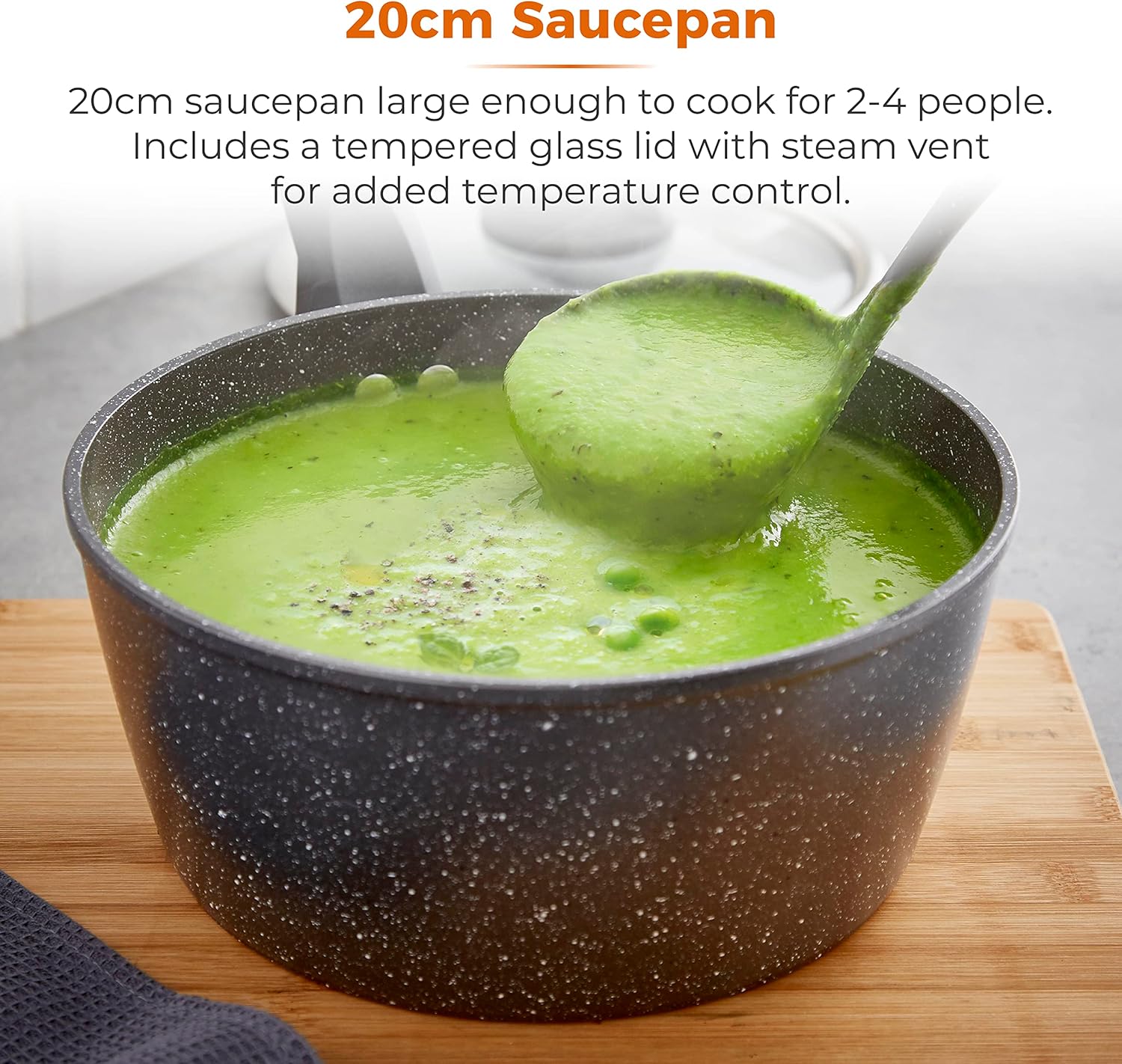 Tower Cerastone Saucepan with Easy Clean Non-Stick Ceramic Coating, 20 cm, Graphite