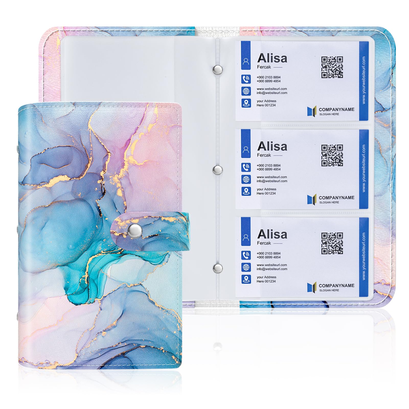 Rouidr Business Card Organizer RFID Business Credit Card Holder with 96 Card Slots Portable Leather Card Wallet for