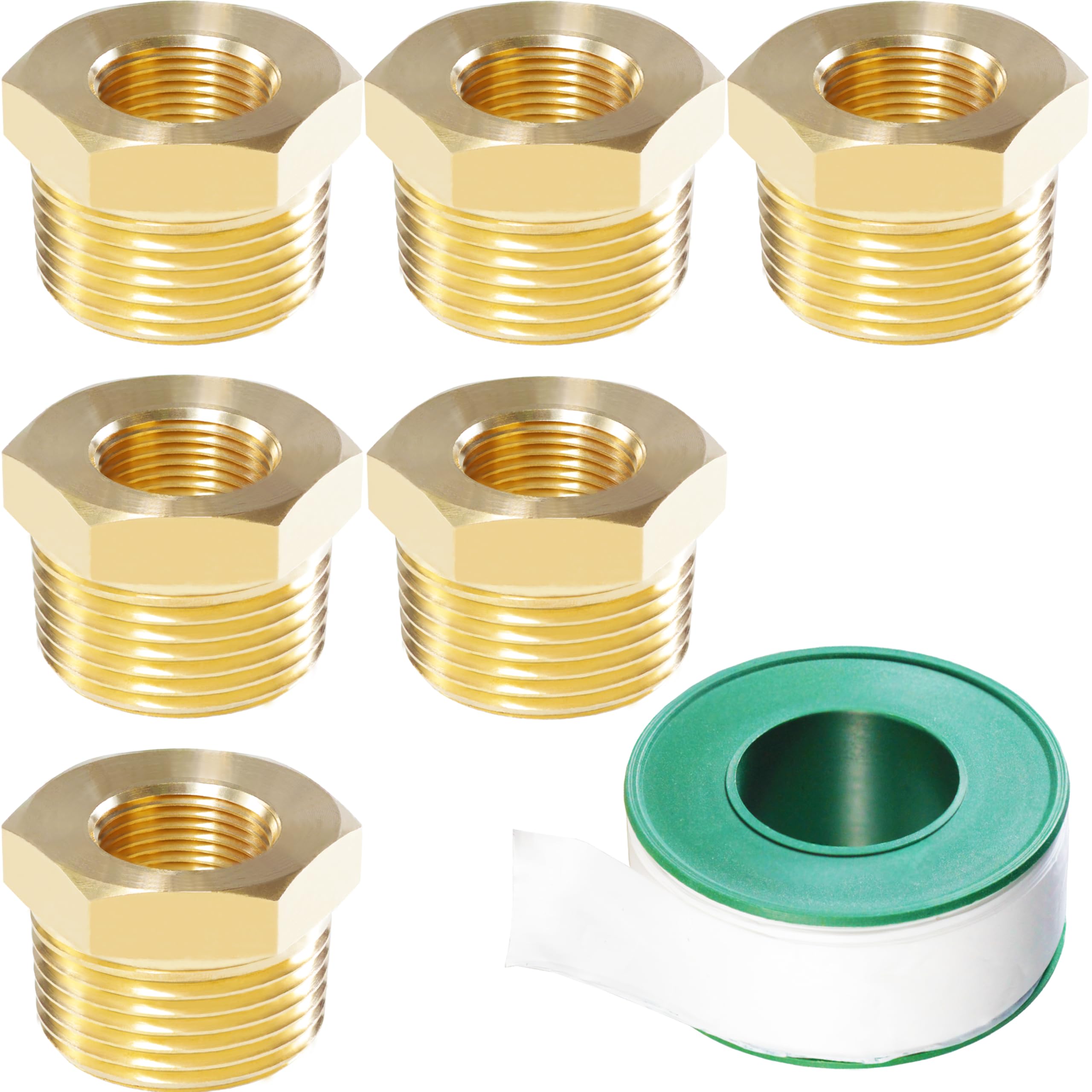 Taisher 5PCS Brass Reducer Hex Bushing Threaded Pipe - View #7