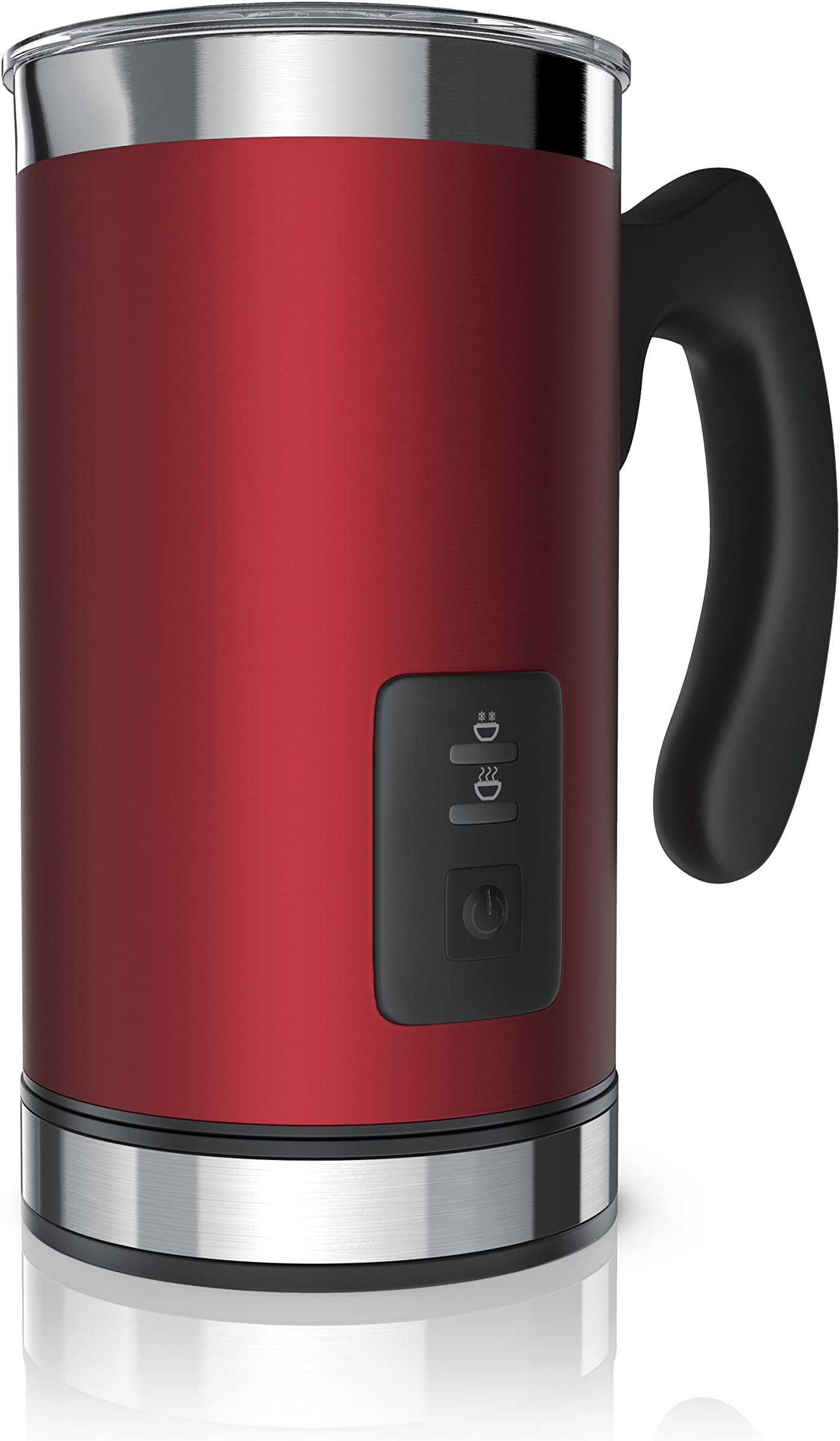Arendo Milk Frother Electric Liquid Heater with Hot or Cold Milk Functionality - with Handle for Safe Operation and portioning - Rust-Free Stainless-Steel Double-Wall Design