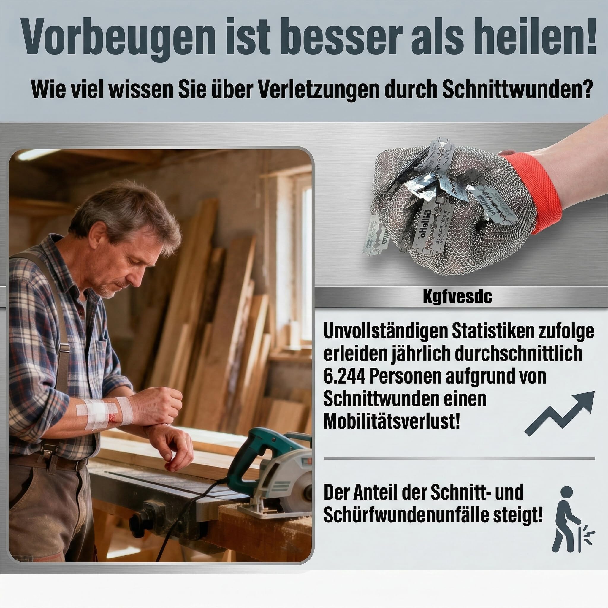 Sicherheitsarbeitshandschuhe,Kettenhandschuh Metzger Edelstahl,Schnittschutz,Langlebig, Rostfrei,FüR Fleischverarbeitung,Maschinenbau, AusternöFfnen(15cm verlängert-M)