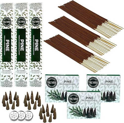 B0CDMVCXYW_image_8 Paquete combinado de palitos de incienso de pino y conos de incienso  60 varillas de incienso + 30 conos de insencia  Inscienso  Conos de incienso