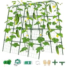 Cucumber Trellis for Raised Bed, U-Shape Garden Trellis for Climbing Plants Outdoor, Metal Arch Vegetables Trellis, Plant Support for Grape Vine Beans Squash Peas Flower