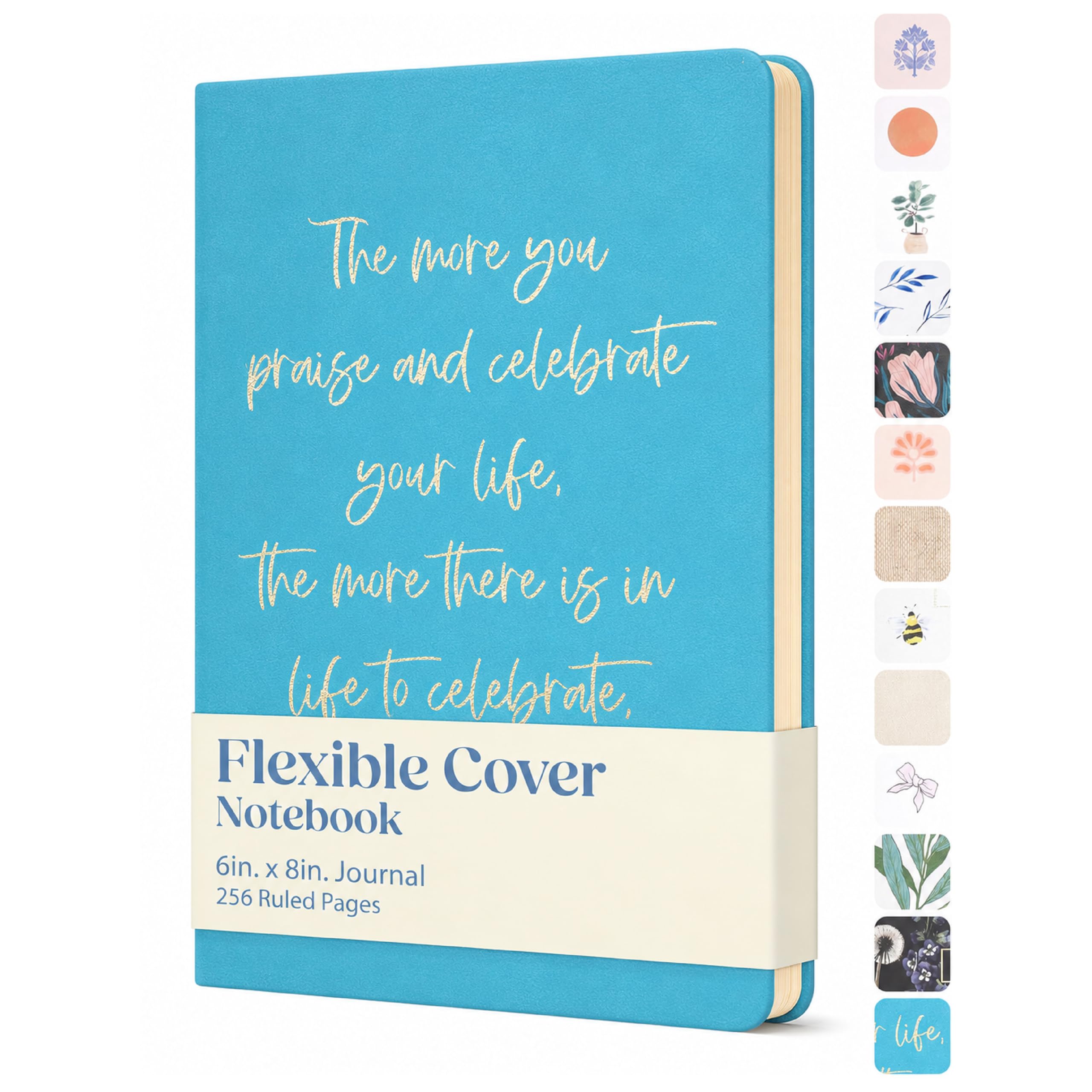 Eccolo Lined Journal Notebook, Flexi-Cover, Celebrate Your Life, 256 Ruled Pages, 5.75-x-8.25 inches โ image 1