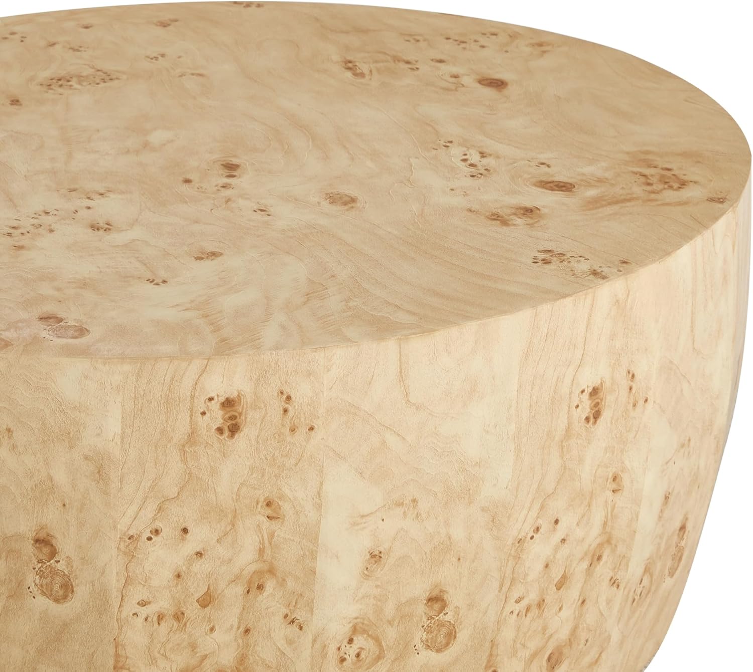 Drum Coffee Table, Modern Industrial Wooden 34.65" Round Coffee Table, Natural Wood Circle Center Table Cocktail Tea Accent Table for Living Room Apartment No Assemble, Natural