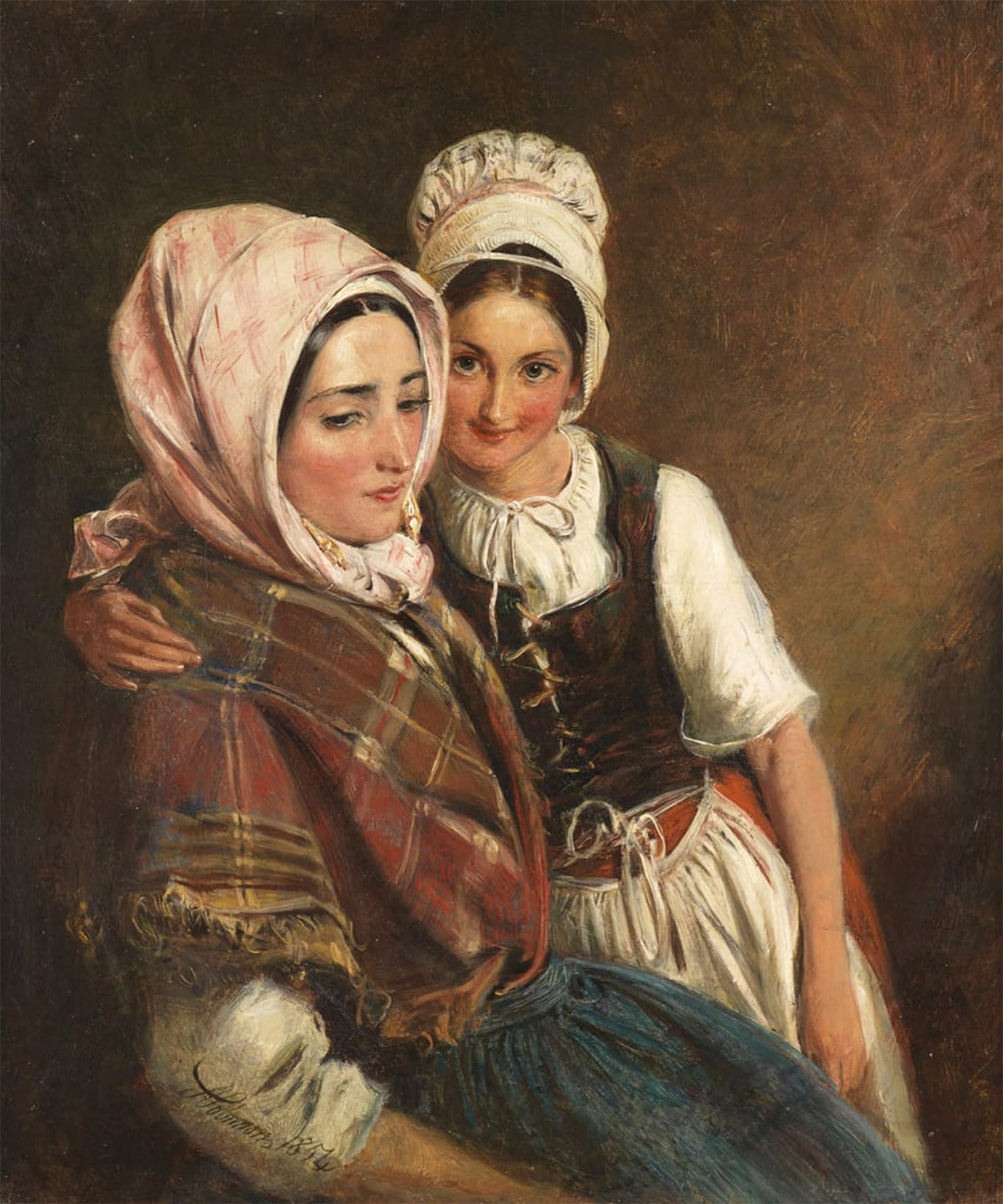 POSTERIIk Famous Modern Artwork Art Mural Mother and Daughter by Simeon Oil Paintings Pictures for Home Decor 60x90cm