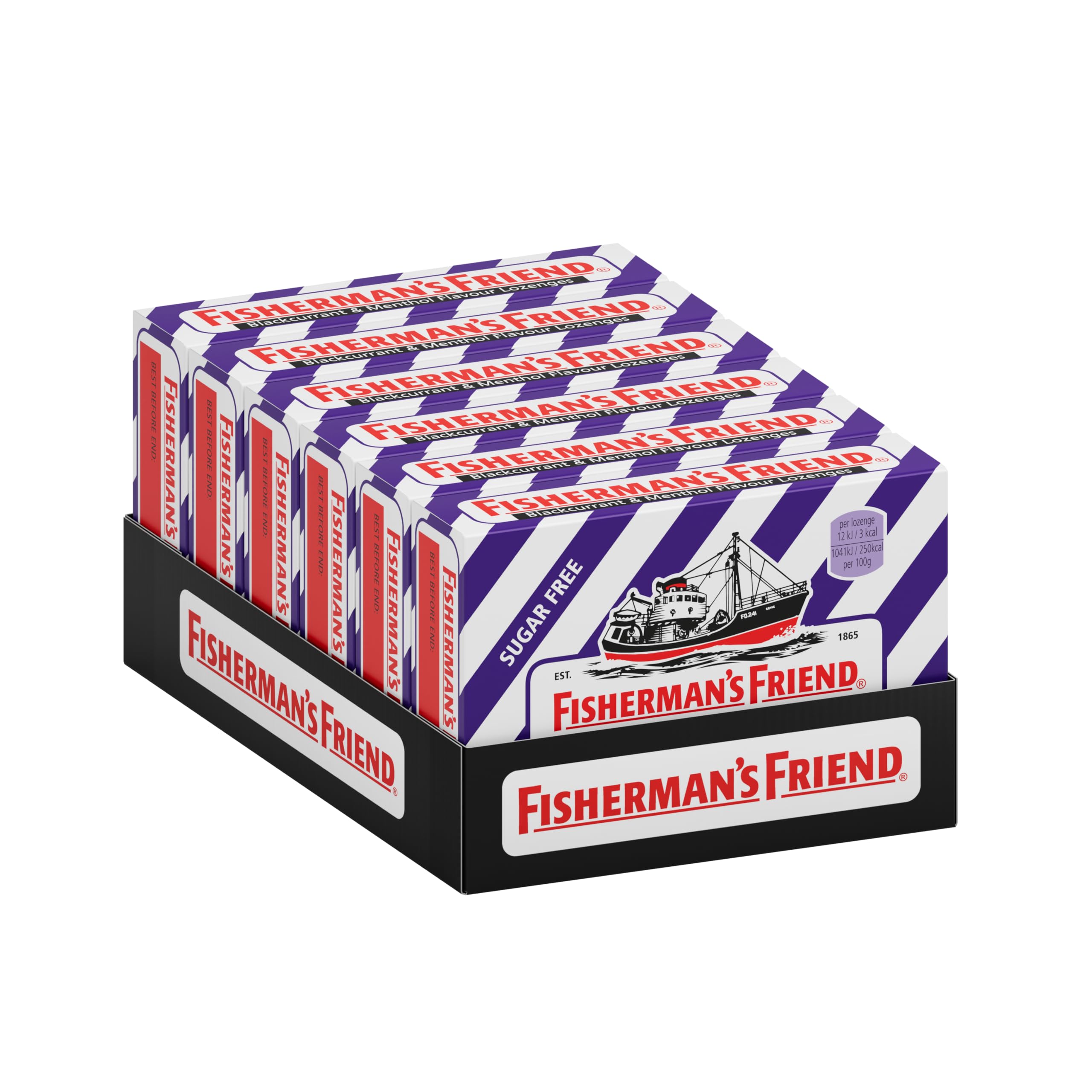 Fisherman's Friend Sugar Free Blackcurrant Lozenges - Pack of 6, 45g
