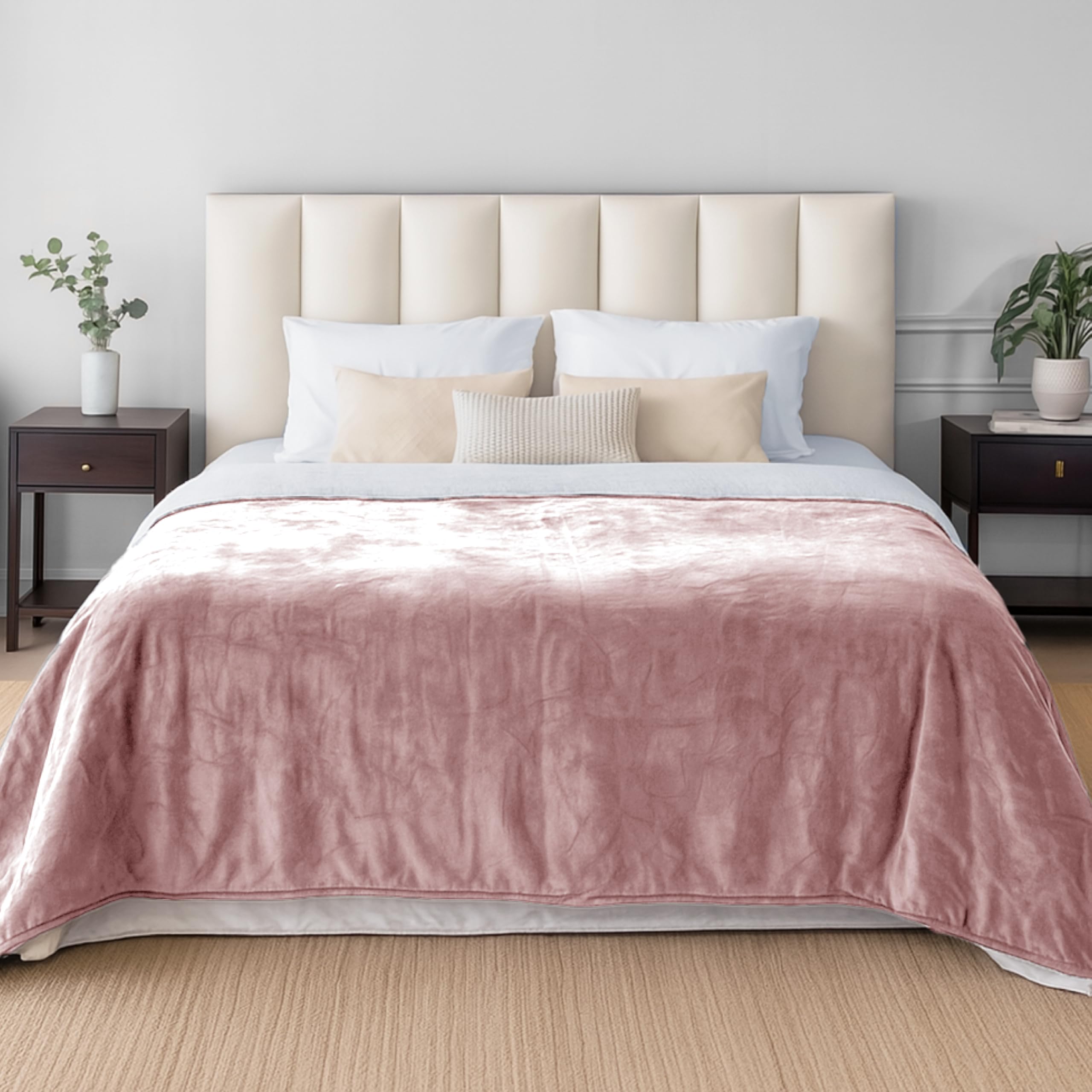 Dreamzie - Coperta Impermeabile per Cani 152x203 cm - Copridivano Reversibile Lavabile in Pile Sherpa -Telo Impermeabile per Letto o Divano - Copriletto Impermeabile - Rosa Chiaro