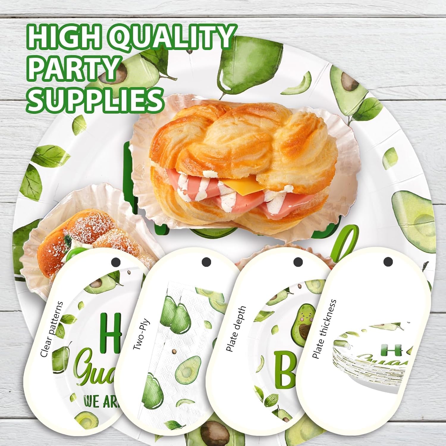 96Pcs Avocado Baby Shower Decorations Baby On The Way Plates and Napkins Disposable Green Holy Guacamole Themed Tableware for Baby Avocado Baby Shower Gender Reveal Party Supplies Serves 24