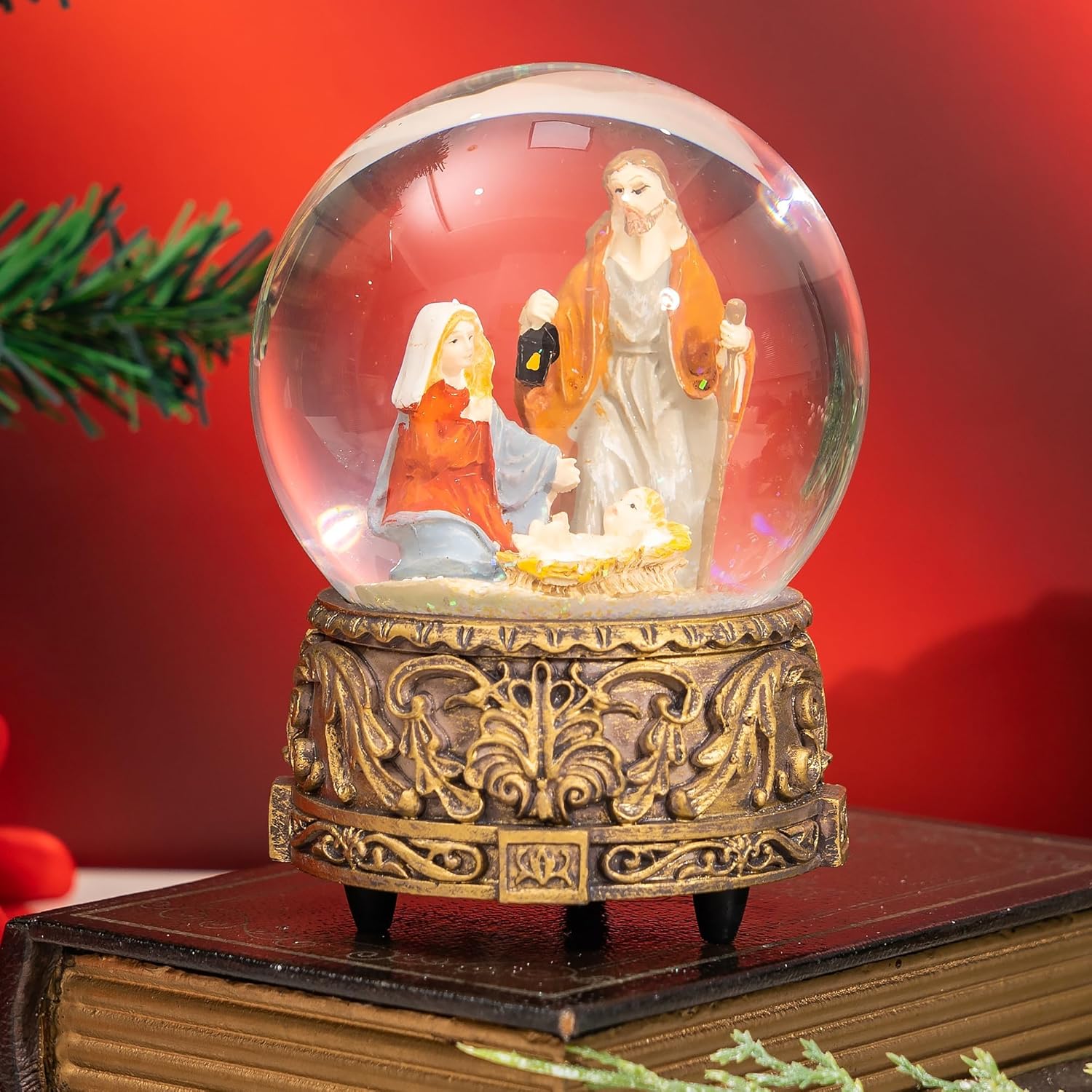 Snow Globes Glitter Water Globe Musical Snow Globe Decoration Plays Music, Nativity Christmas Snow Globes - Image 3