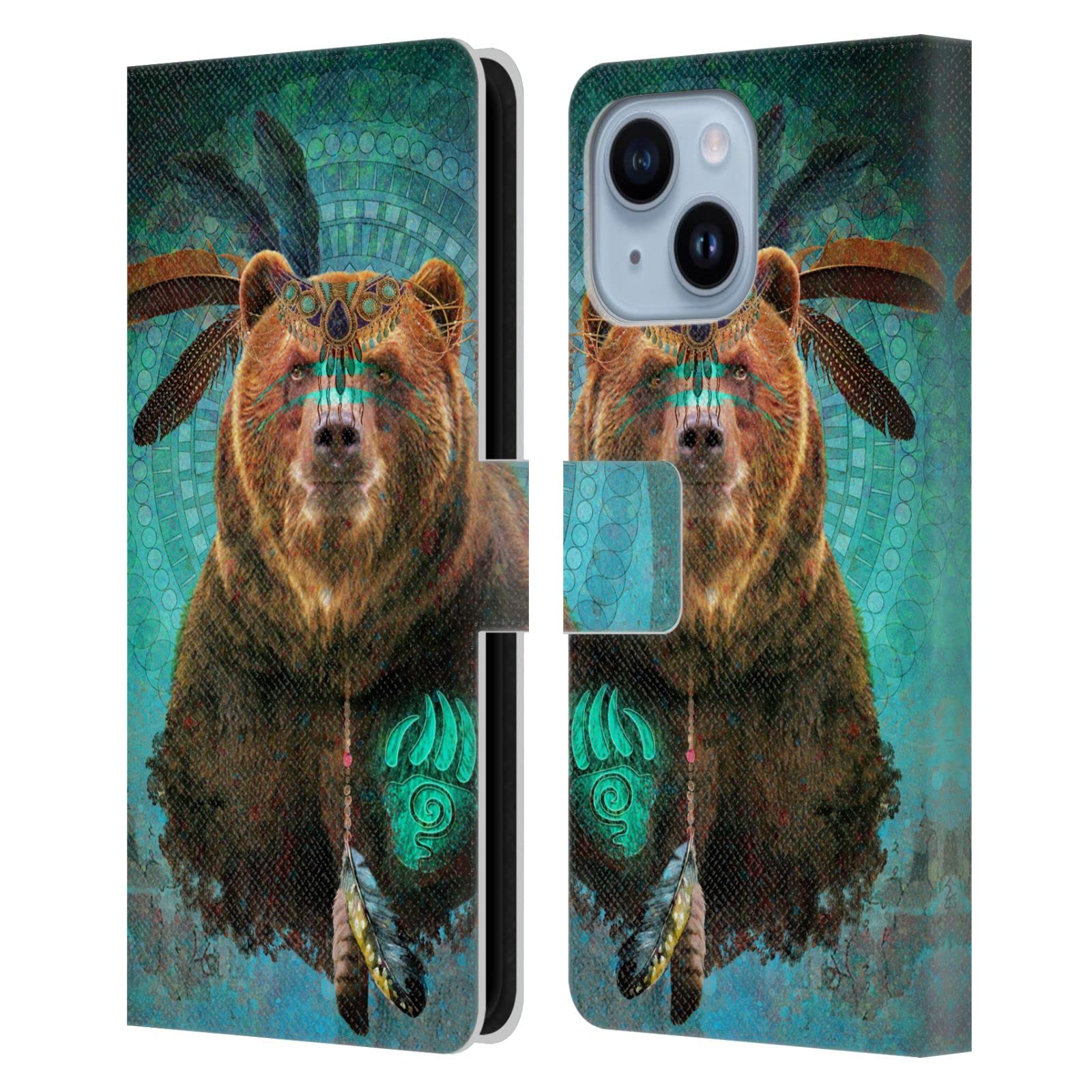 Étui portefeuille en cuir iPhone 14 Plus JENA DellaGrottaglia ours - 7