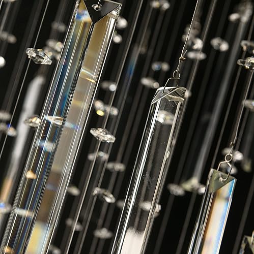 Miniatura 4 de Candelabros de cristal de 75 pulgadas de alto para luz de habitación de techo alto, candelabros de cristal modernos para decoración de sala de