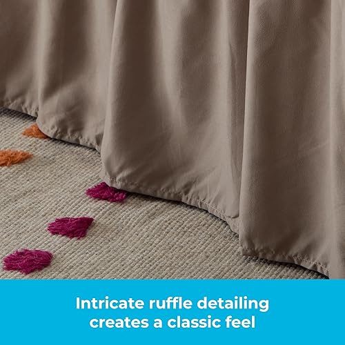 Miniatura 4 de Linenspa Falda de cama de microfibra con volantes de 14 pulgadas, resistente a las arrugas y a la decoloración, lavable a máquina, falda de cama con