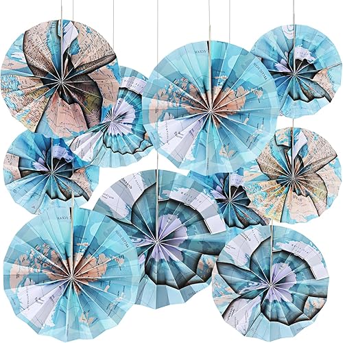 Teling 12 piezas de papel colgante Travel The Map Adventure Awaits Travel Map Theme Ceiling Wall Decor para tablón de anuncios, aula, niños,