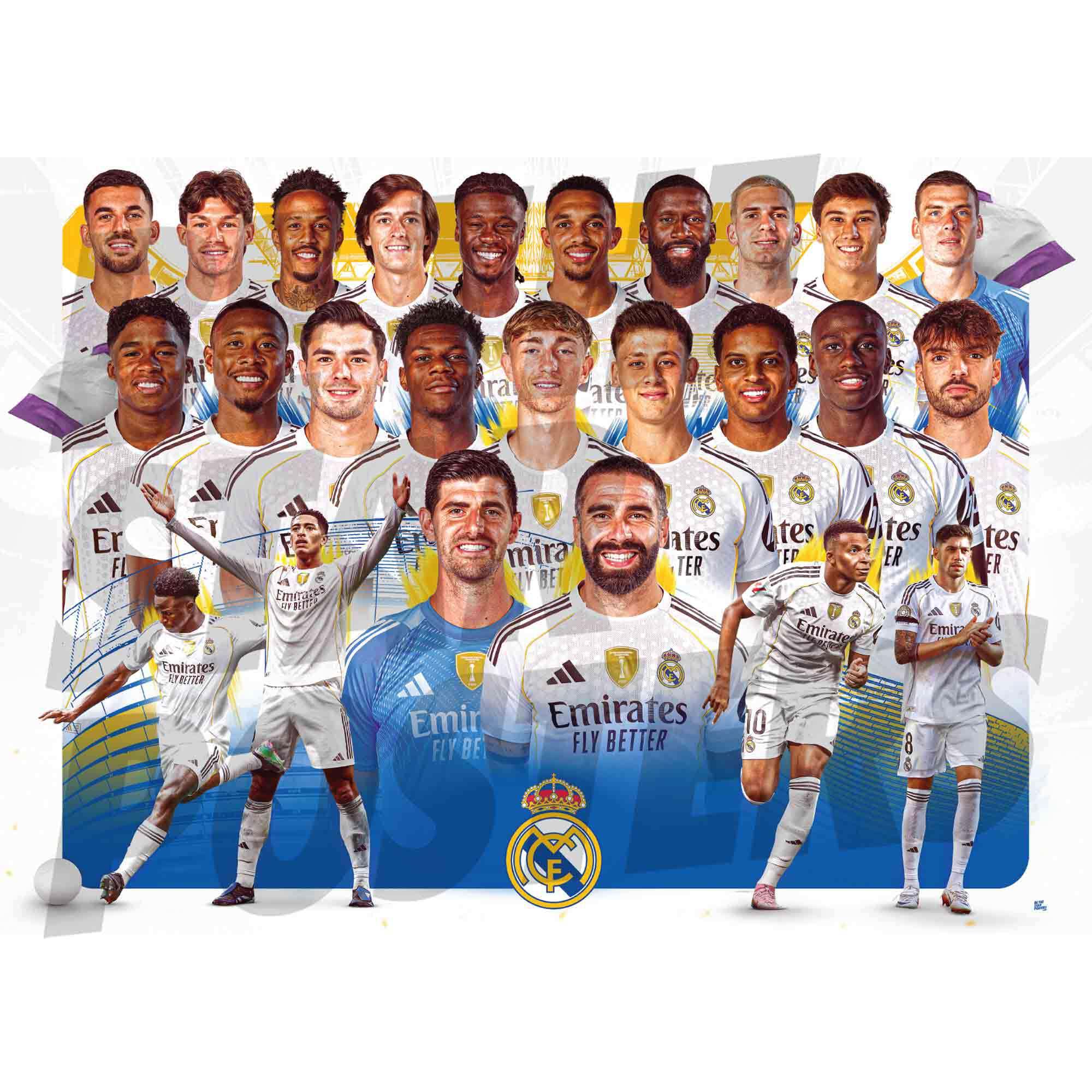 Real Madrid CF 25/26 Squad Player Montage Poster A3 - Official Real Madrid Poster - Perfect Real Madrid Gifts for Boys & Girls - Football Wall Art - La Liga Posters & Real Madrid Gift Idea