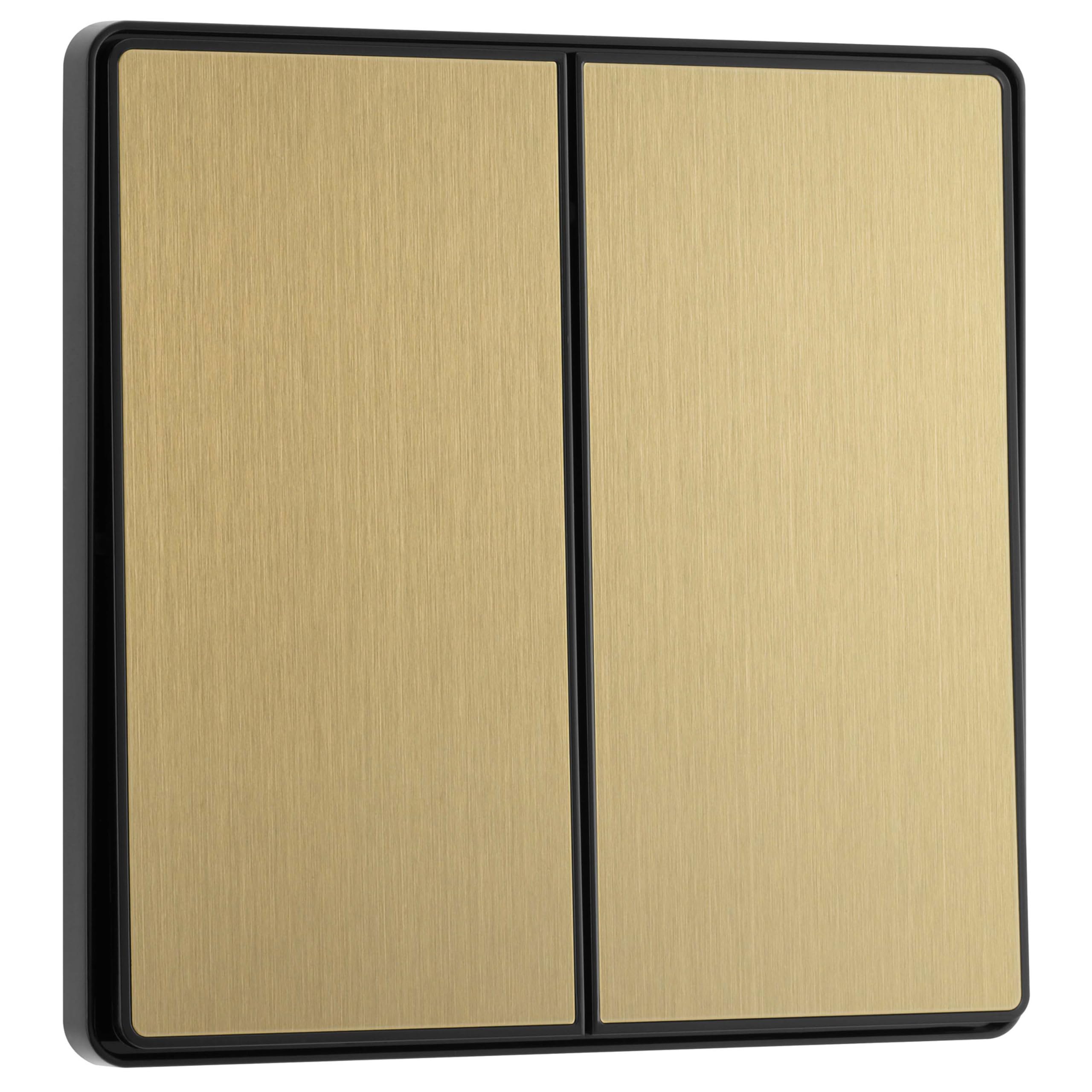 Bg 20A 2 Way 2 Gang Light Switch Screwless Satin Brass Effect