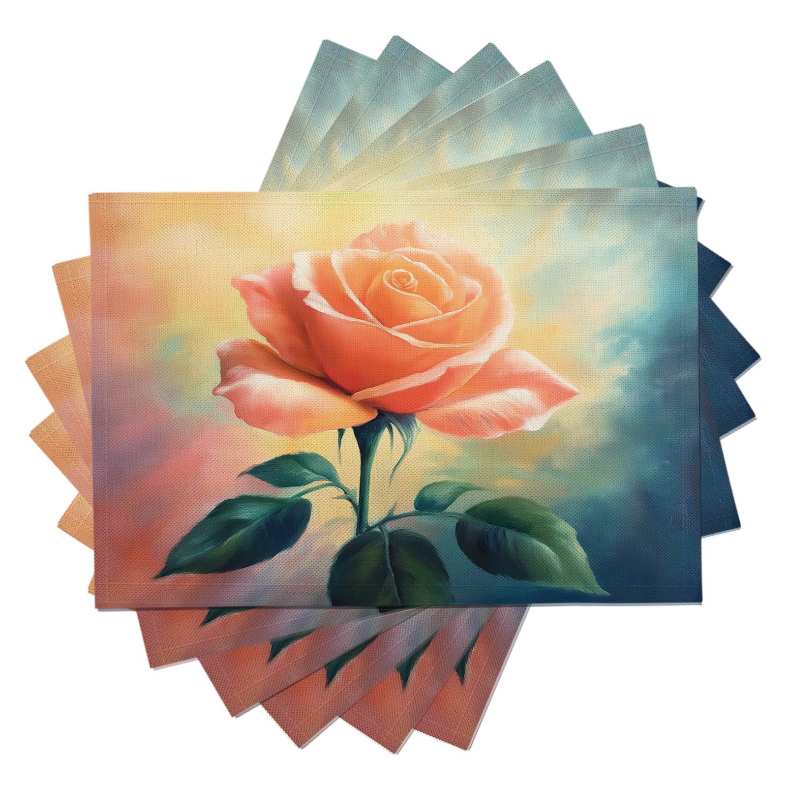 Set di 8 Tovagliette Americane Lavabili Cotone Lino Astratto - Tovaglietta Americana Resistenti al Calore Durevole Rosa - per Colazione Pranzo 30×45 cm