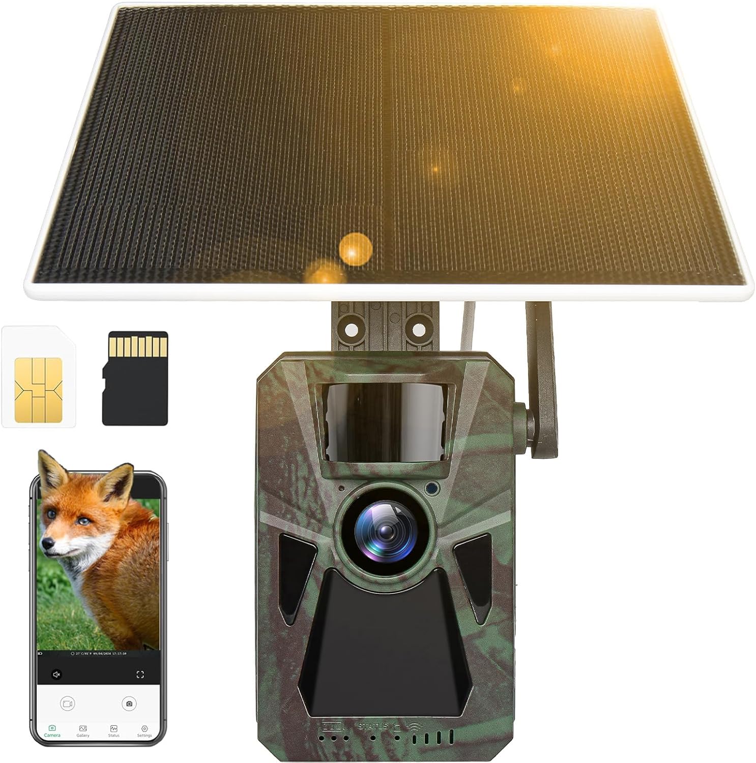 Solar 4G Cellular Trail Camera – 4K Ultra HD, 48MP, Built-in 7500mAh Battery, Auto Nationwide Connection, Night Vision, Hunting Game Cam for Wildlife, Security & Surveillance