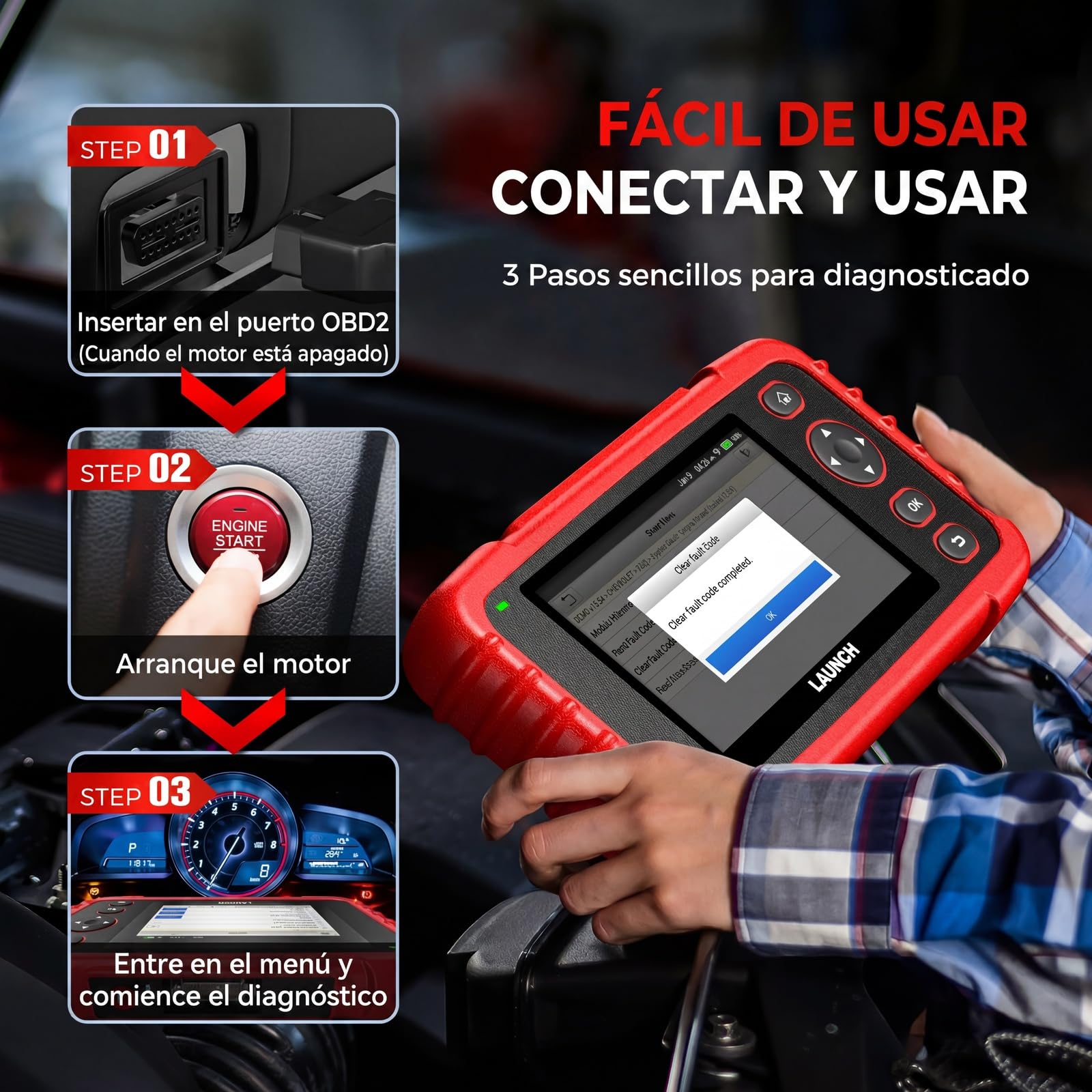LAUNCH CRP123X V3.0 64G - Dispositivo de diagnóstico profesional OBD2 para todos los coches y marcas - Diagnóstico de 4 sistemas con reinicio: servicio de aceite EPB DPF, prueba de batería SAS/BMS