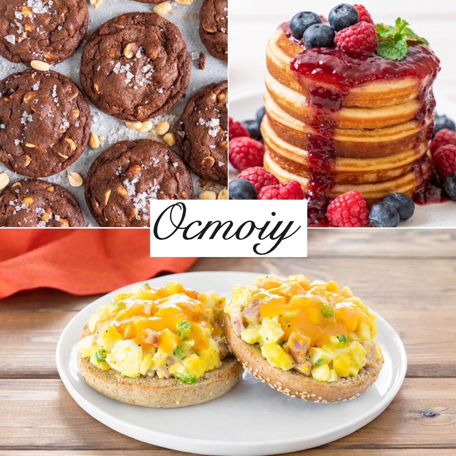 Ocmoiy Moldes de silicona para hornear magdalenas/huevos antiadherentes de 4 pulgadas, molde redondo de silicona para hamburguesas, magdalenas, huevos, 6 cavidades, paquete de 3