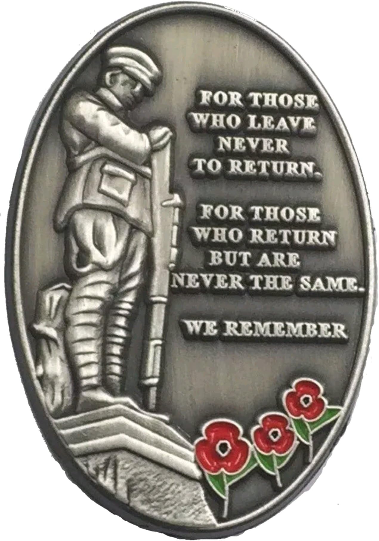 For Those Who Leave Never Return Soldier Red Flower Pin