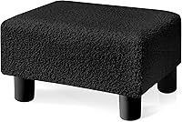 Vista 1 de BRIAN & DANY Small Foot Stool Ottoman, Footstool with Legs, Teddy Velvet Foot Rest for Living Room, Bedroom and Office, Black
