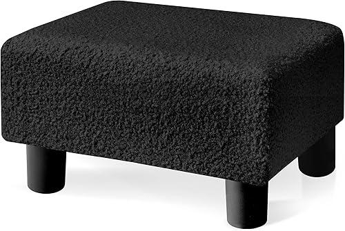 BRIAN & DANY Taburete pequeño otomano, reposapiés con patas, reposapiés de terciopelo de peluche para sala de estar, dormitorio y oficina, color