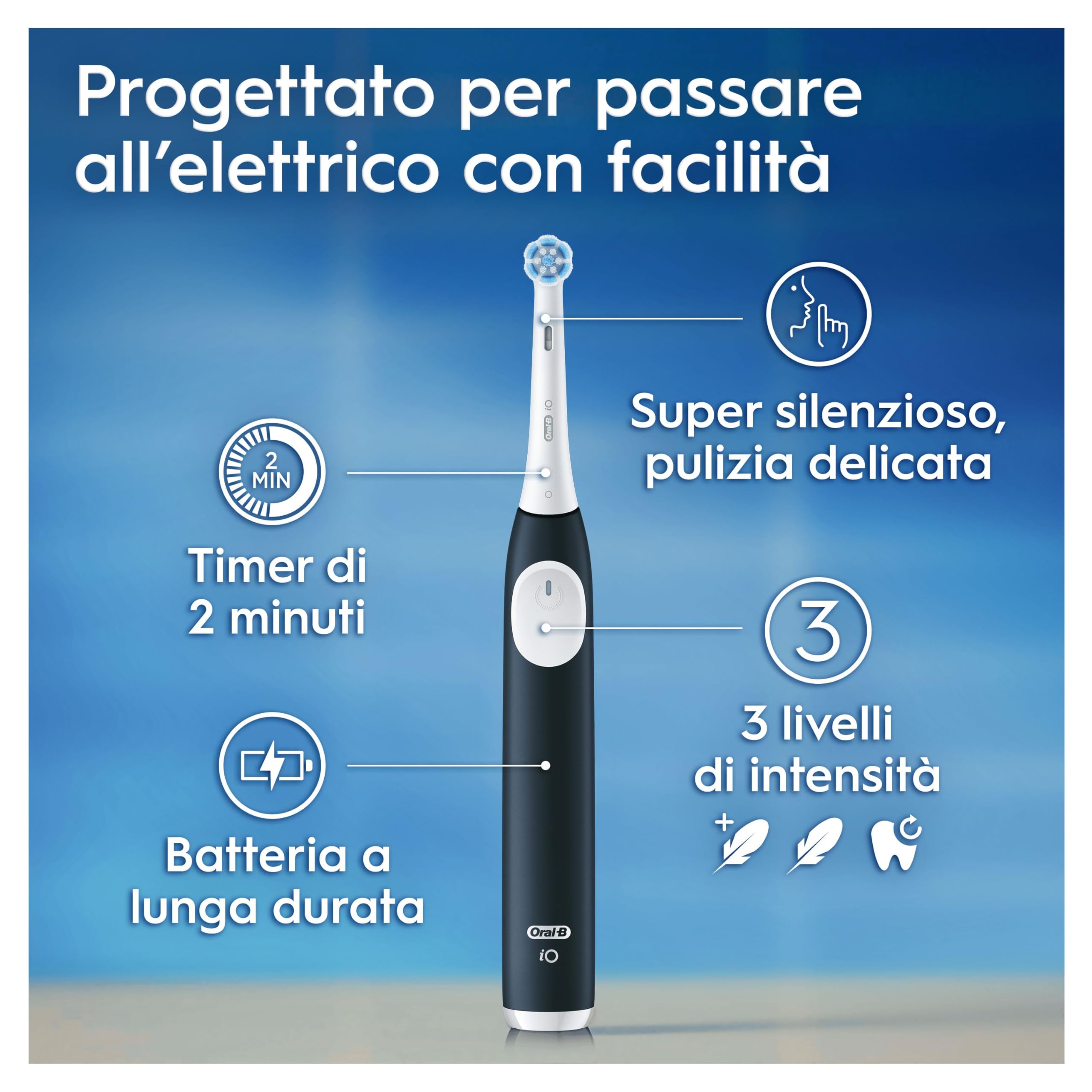 Oral-B iO 2 Spazzolino Elettrico Oral B, Nero e Verde, 1 Testina Di Ricambio, 2 Spazzolini, Delicato sulle Gengive, Efficace sulla placca, Sensore di Pressione