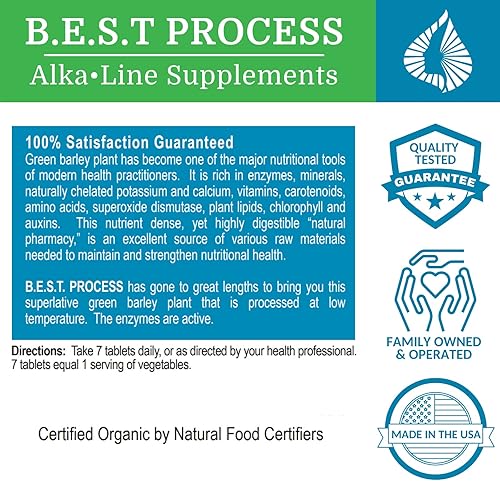 Miniatura 4 de Morter HealthSystem AlkaGreen Tablets (paquete de 3) Mejor proceso alcalino - Suplemento de hierba de cebada orgánica densa en nutrientes - Fuente