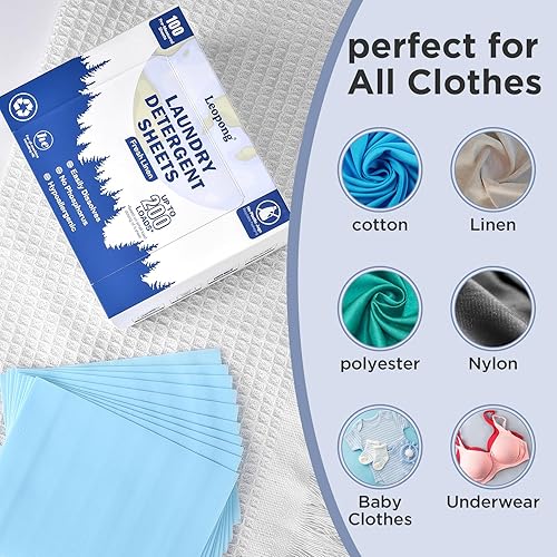 Miniatura 4 de Sábanas de detergente hipoalergénicas, 100 hojas ecológicas, sin plástico, tecnología sin líquidos, para el hogar, dormitorio, viajes, campamento y