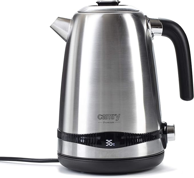 CAMRY CR 1291 Wasserkocher aus Edelstahl, 1,7L, Maximalleistung 2200 W, LCD-Temperaturanzeige, Kalkfilter, mit ergonomischem Griff, 360 Grad, abnehmbarer Deckel silber CAMRY CR 1291 Wasserkocher aus Edelstahl, 1,7L, Maximalleistung 2200 W, LCD-Temperaturanzeige, Kalkfilter, mit ergonomischem Griff, 360 Grad, abnehmbarer Deckel silber