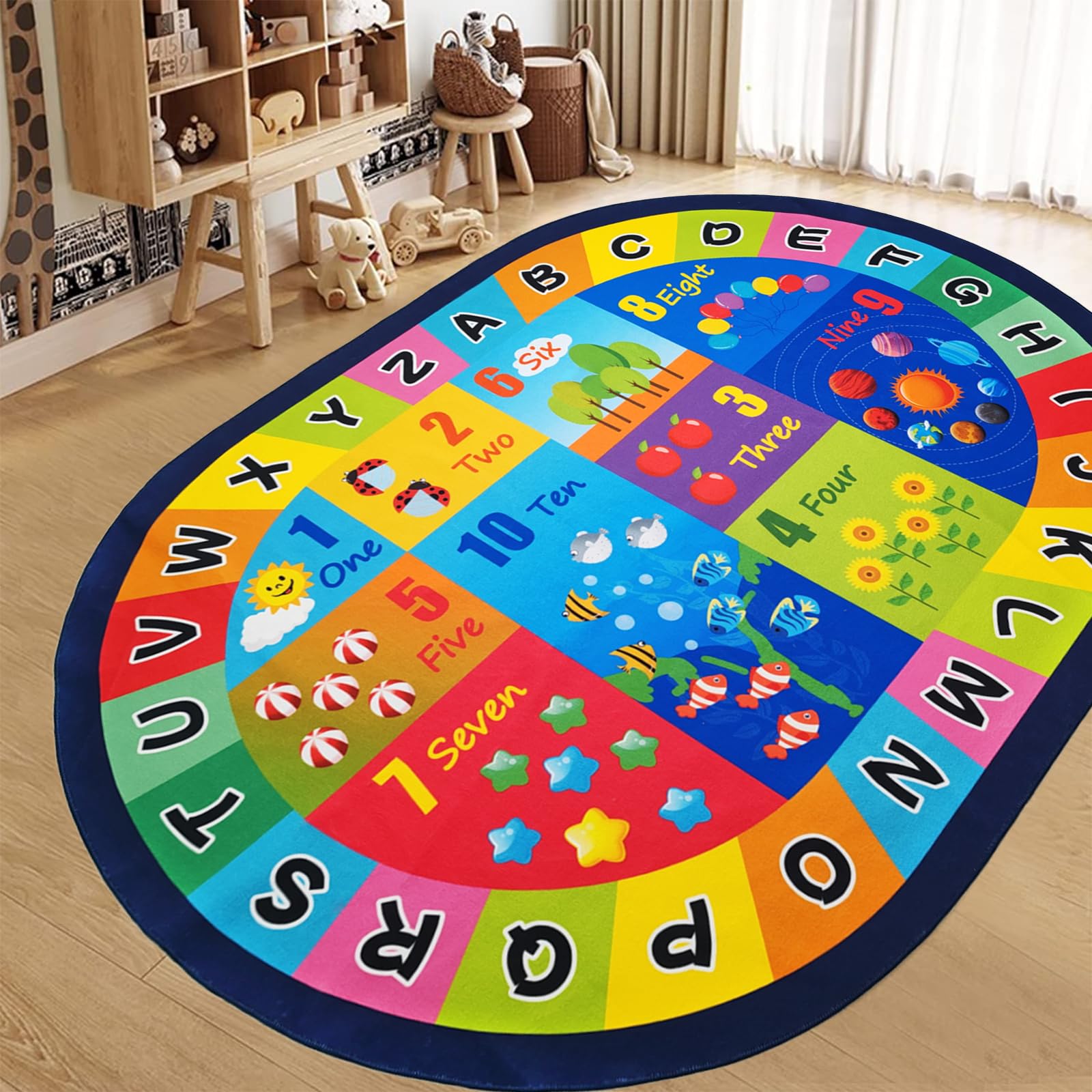 Amazon.com: USTIDE Large Oval Kids Rug 6x9,ABC Alphabet Numbers ...