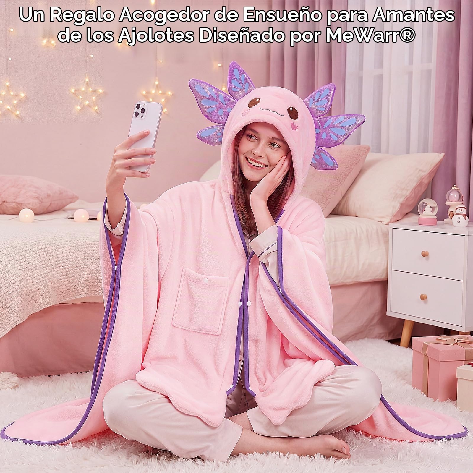 Mewaii Manta con Capucha Cómoda 130x158CM Sudadera con Capucha de Franela Unisex Bata Manta Animales Gigant Mullida Suave Cálido Regalos para Mujer Hombre