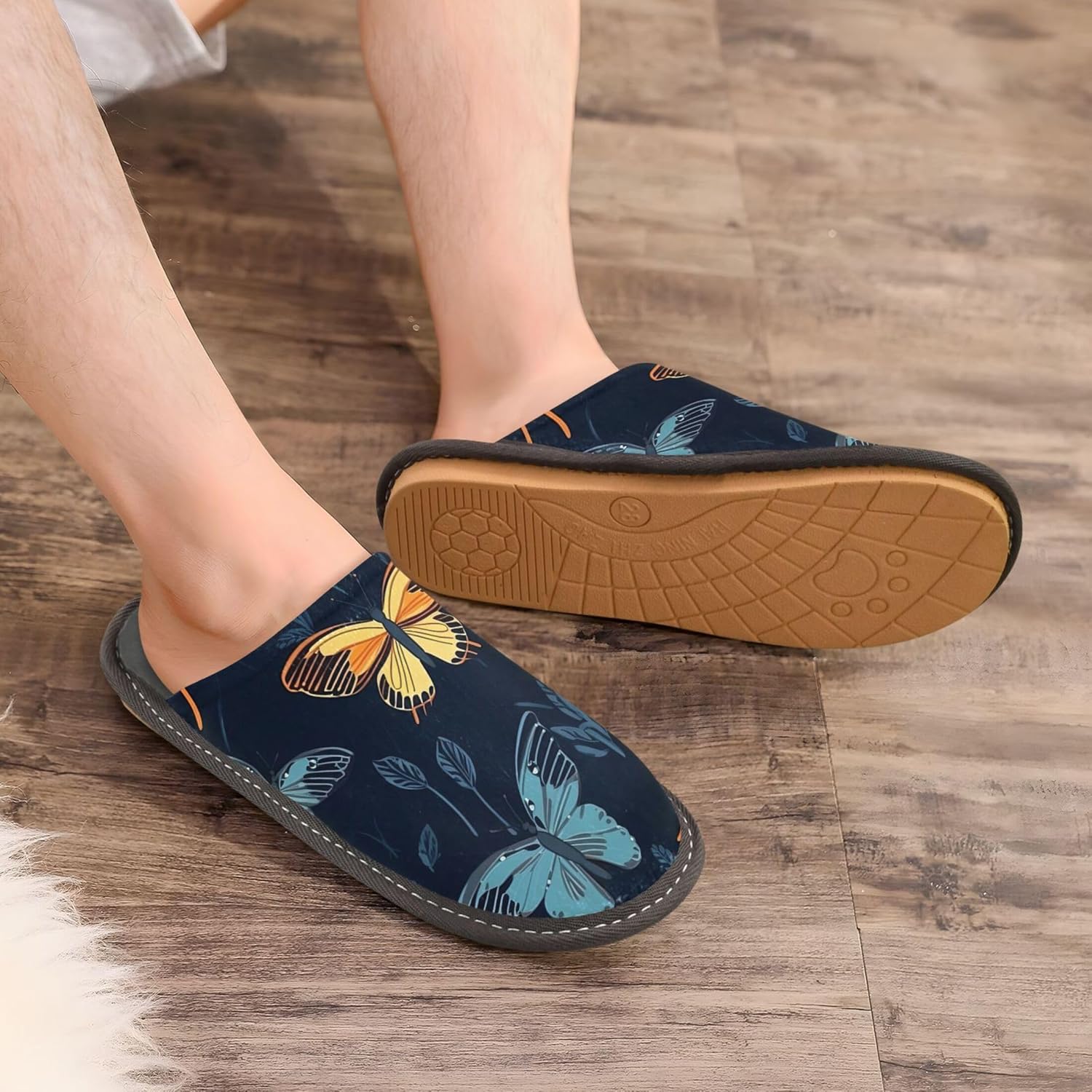 Butterfly House Slippers – Cozy Fuzzy Slippers for Guests, Washable & Disposable, Perfect for Shoeless Home, Spa & Hotel Use A110404